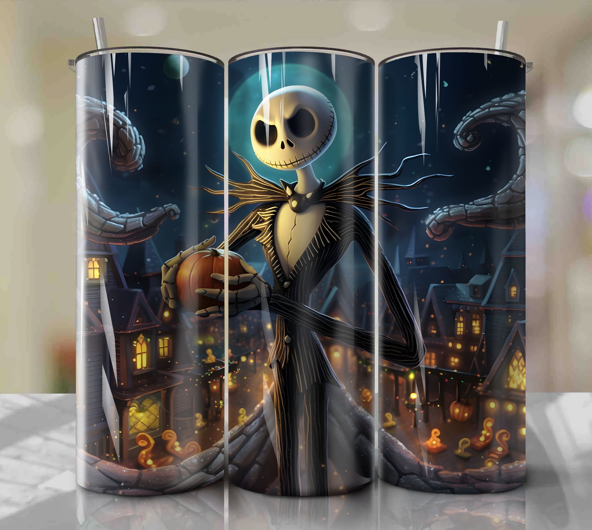 Instant Digital Download: Jack Skellington Skinny Tumbler Wrap PNG