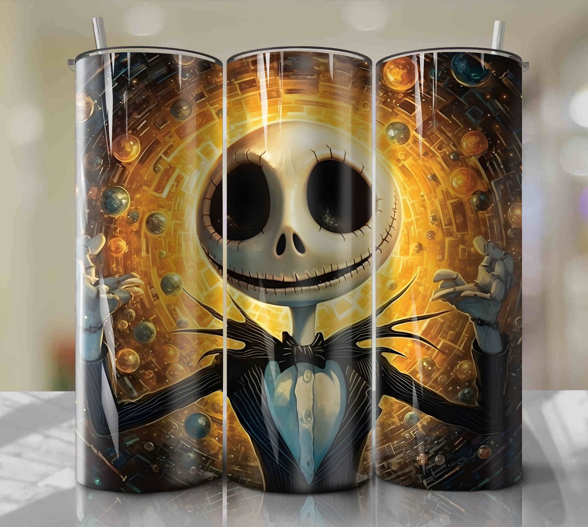 DIY Halloween Crafts: Jack Skellington Tumbler Wrap PNG