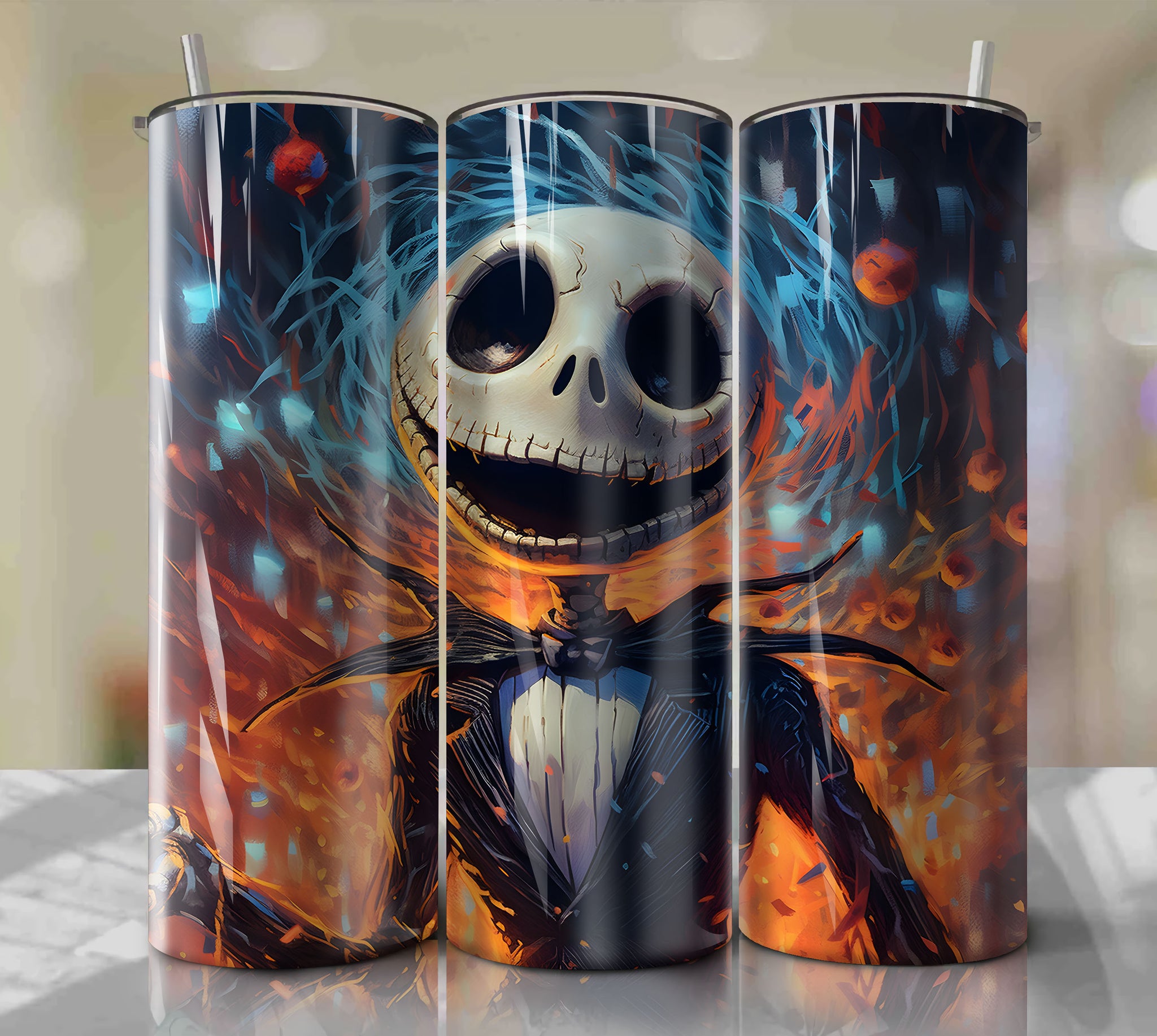 Jack Skellington Character Inspired Tumbler Wrap PNG