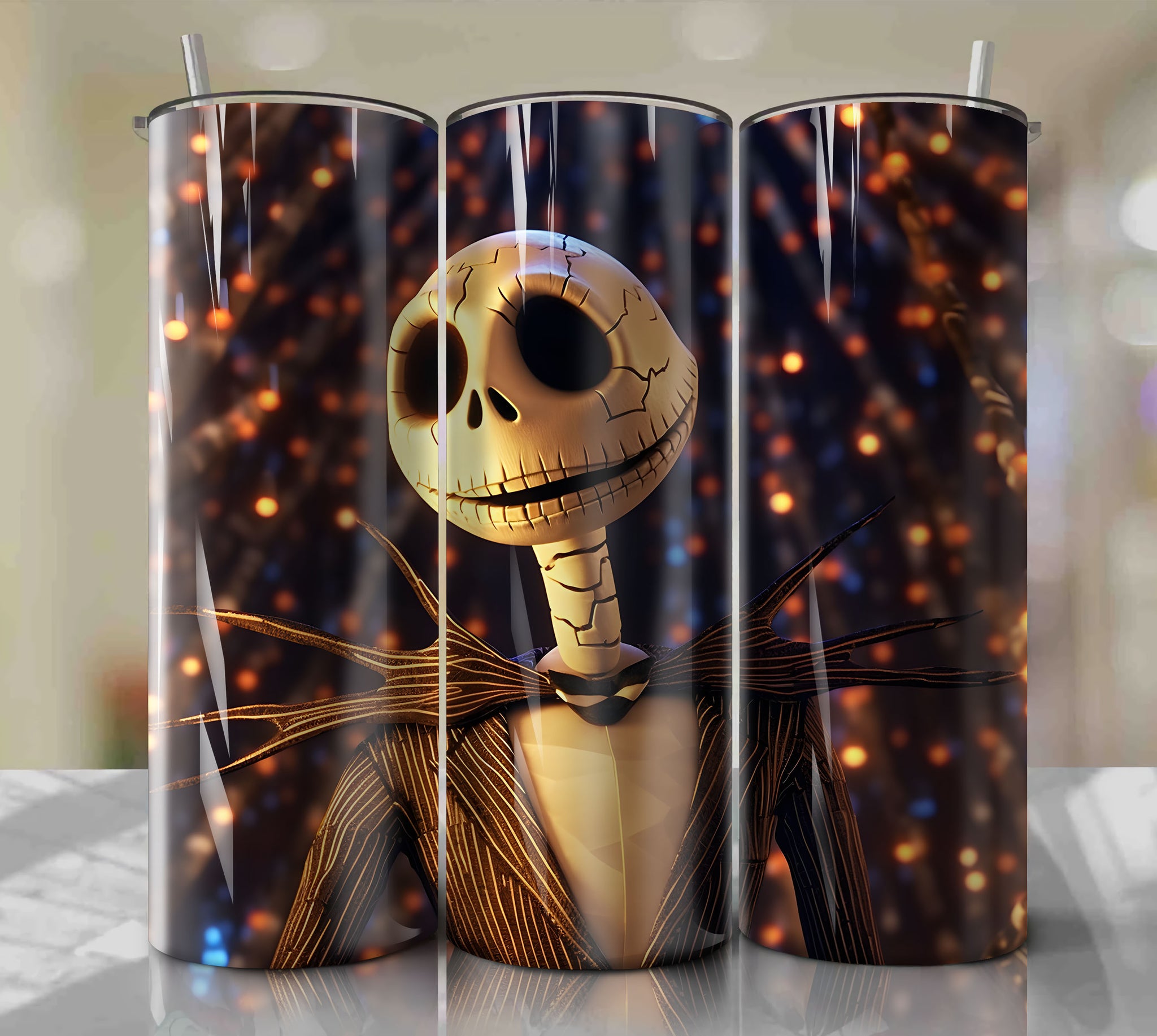 Spooky and Stylish Jack Skellington Skinny Tumbler Wrap PNG