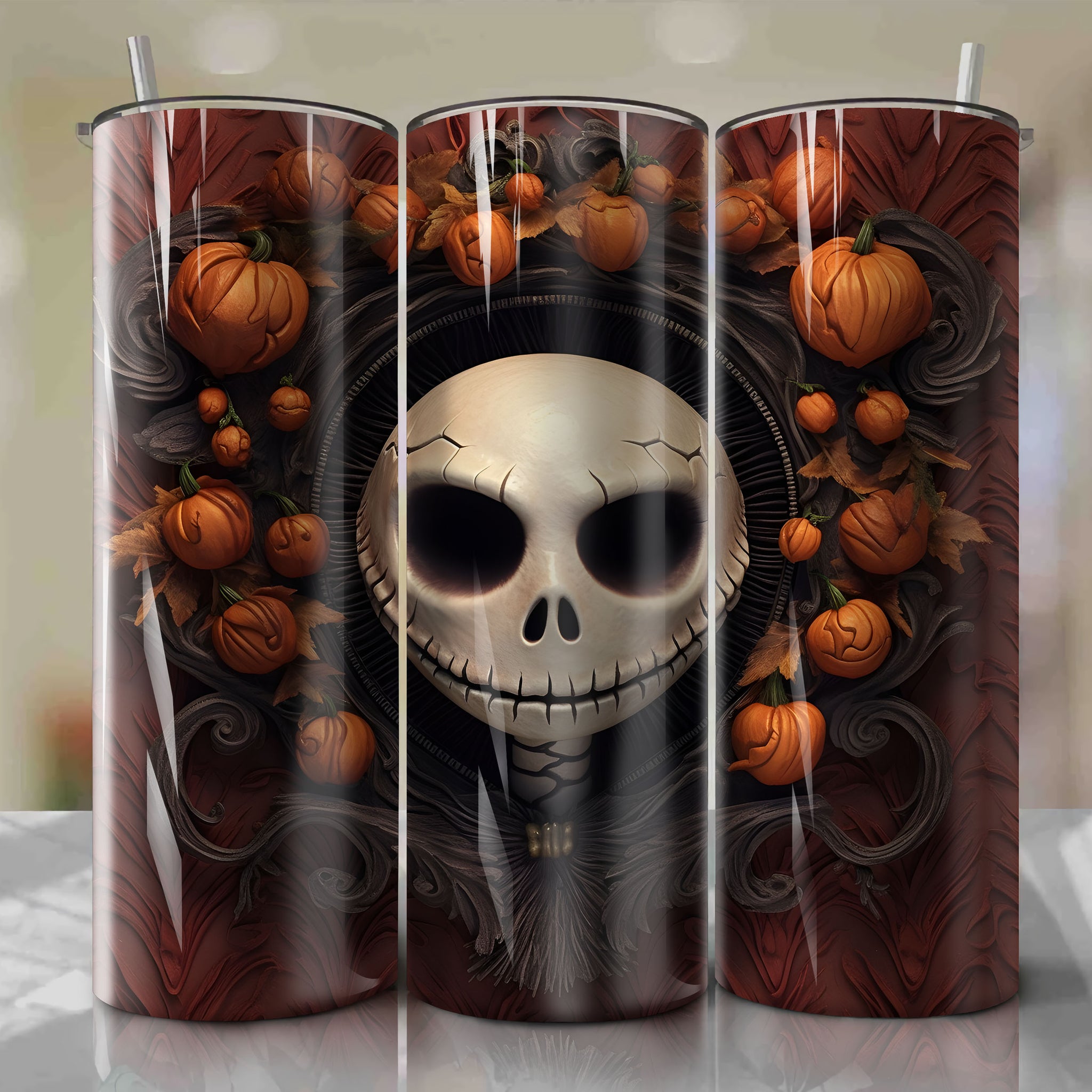 High-Quality Jack Skellington Sublimation Skinny Tumbler Wrap