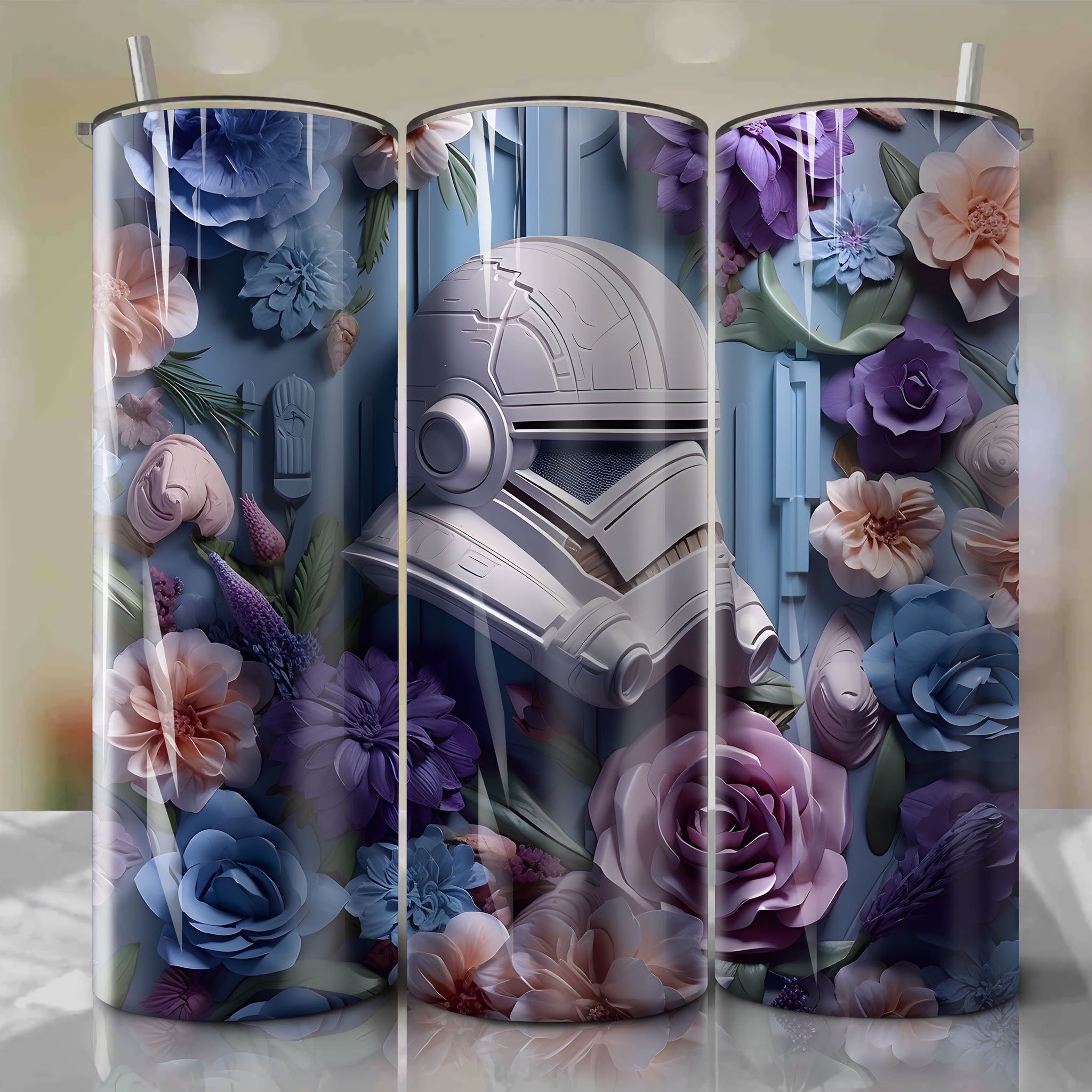 Eye-Catching Mandalorian 3D Floral Skinny Tumbler | Sublimation 20oz