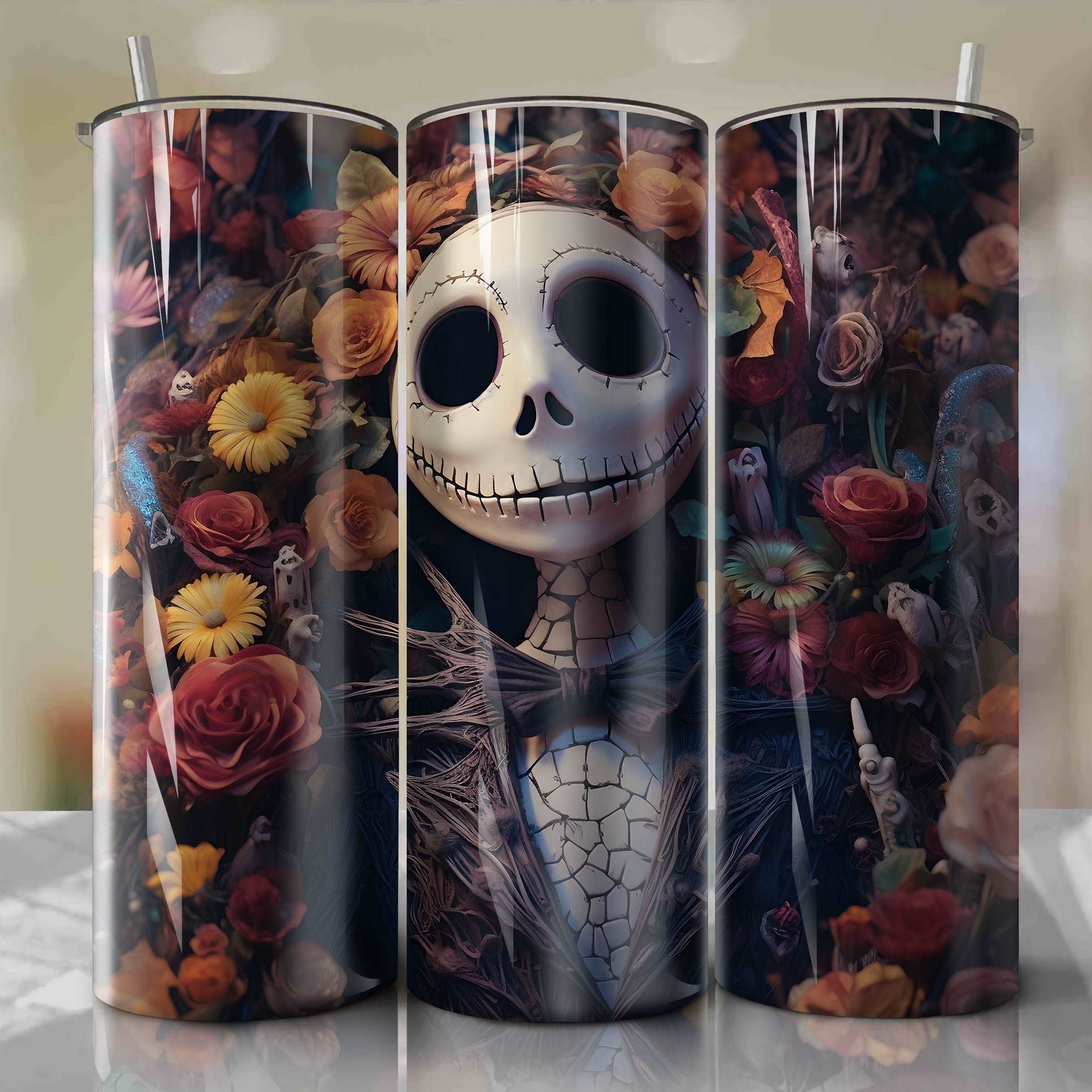 20oz Wrap PNG Sublimation Skinny Tumbler - Jack Skellington Design