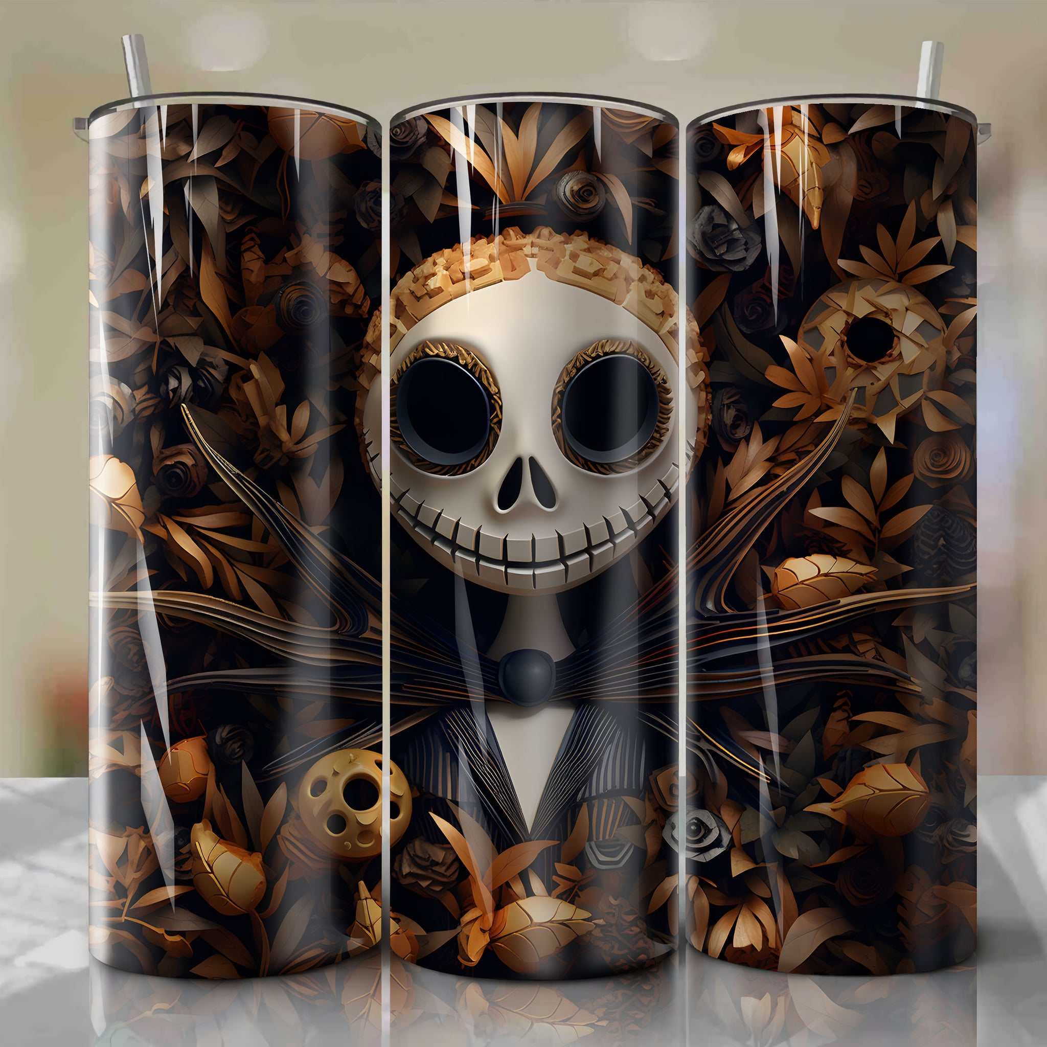 Jack Skellington Theme 20oz Skinny Tumbler Wrap - Digital Download