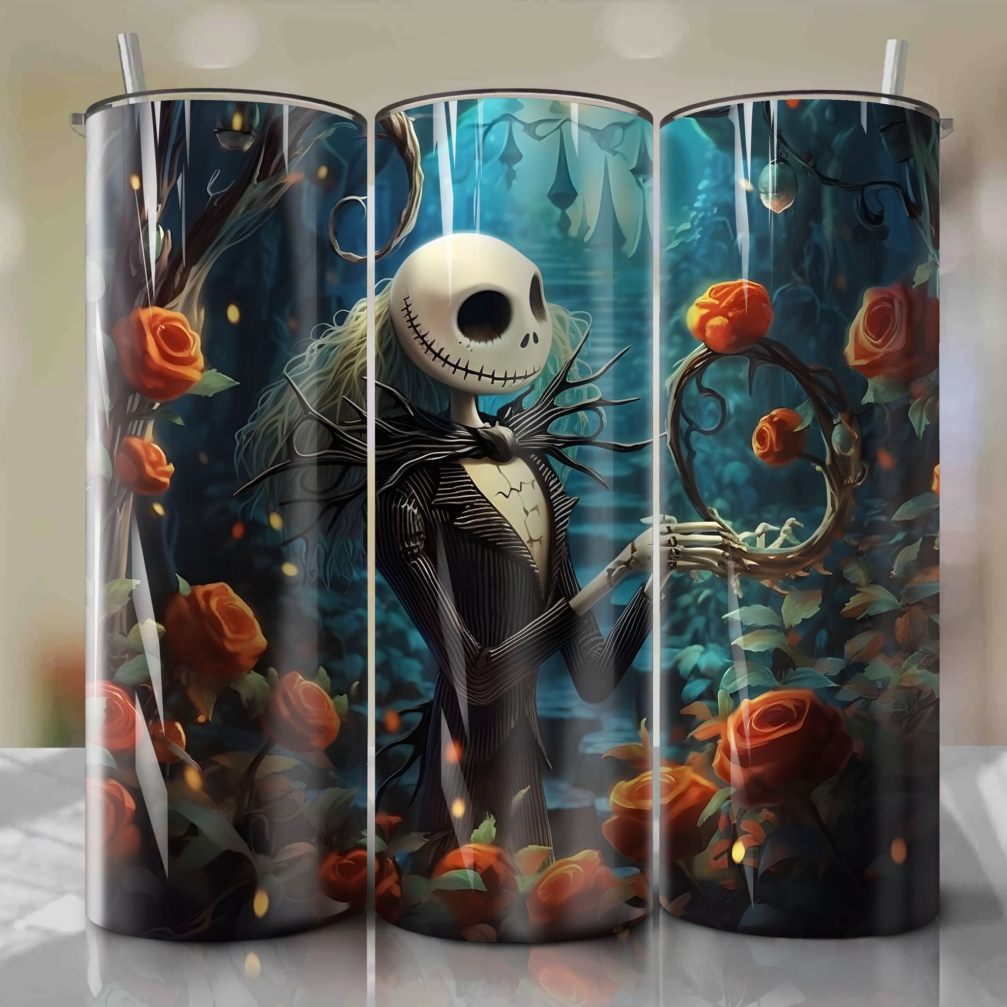 Jack Skellington 3D Skinny Tumbler 20oz Wrap PNG - Sublimation