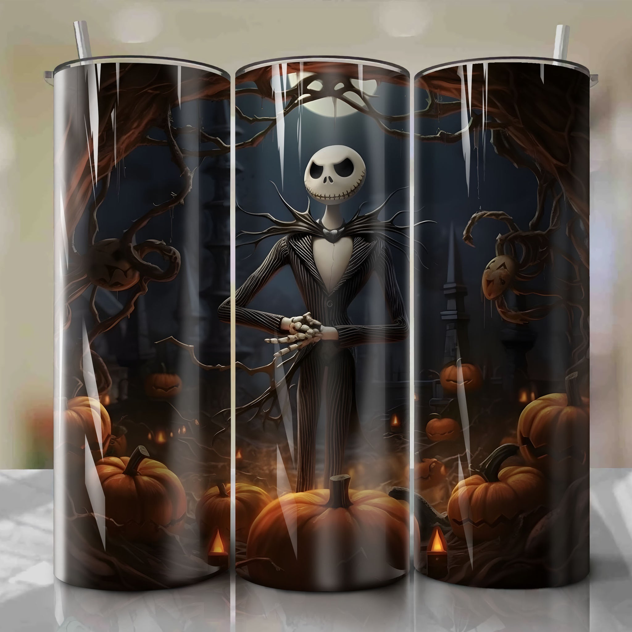 Personalized Skinny Tumbler featuring Jack Skellington 3D Artwork