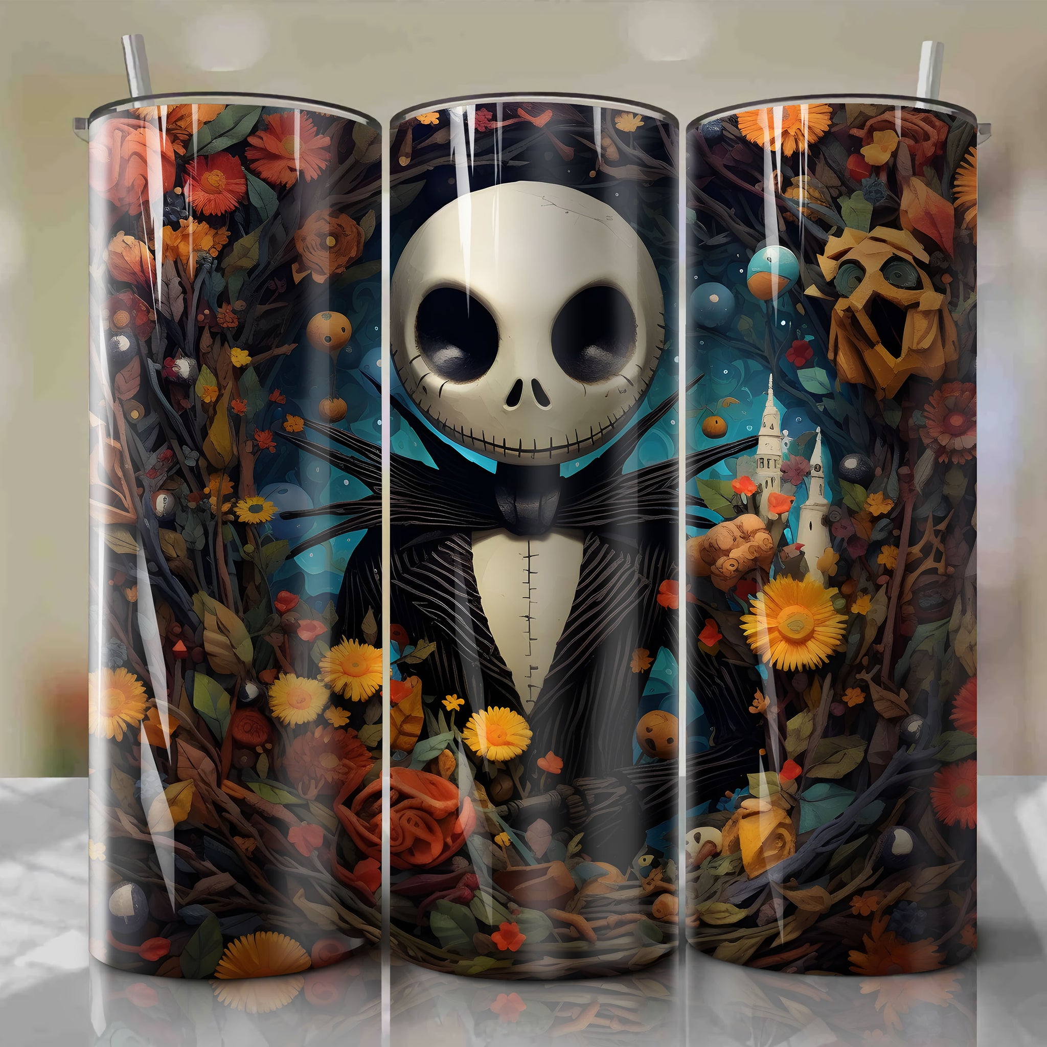 Jack Skellington 3D Skinny Tumbler - Sublimation Print for Fans