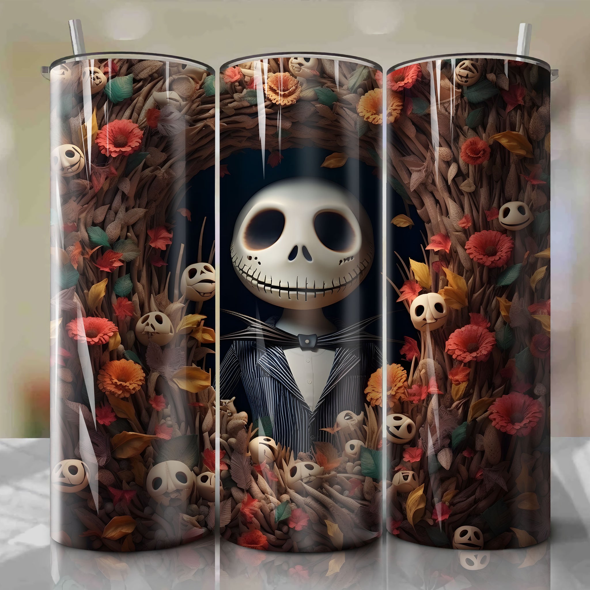 Premium Skinny Tumbler with Jack Skellington 3D Artwork