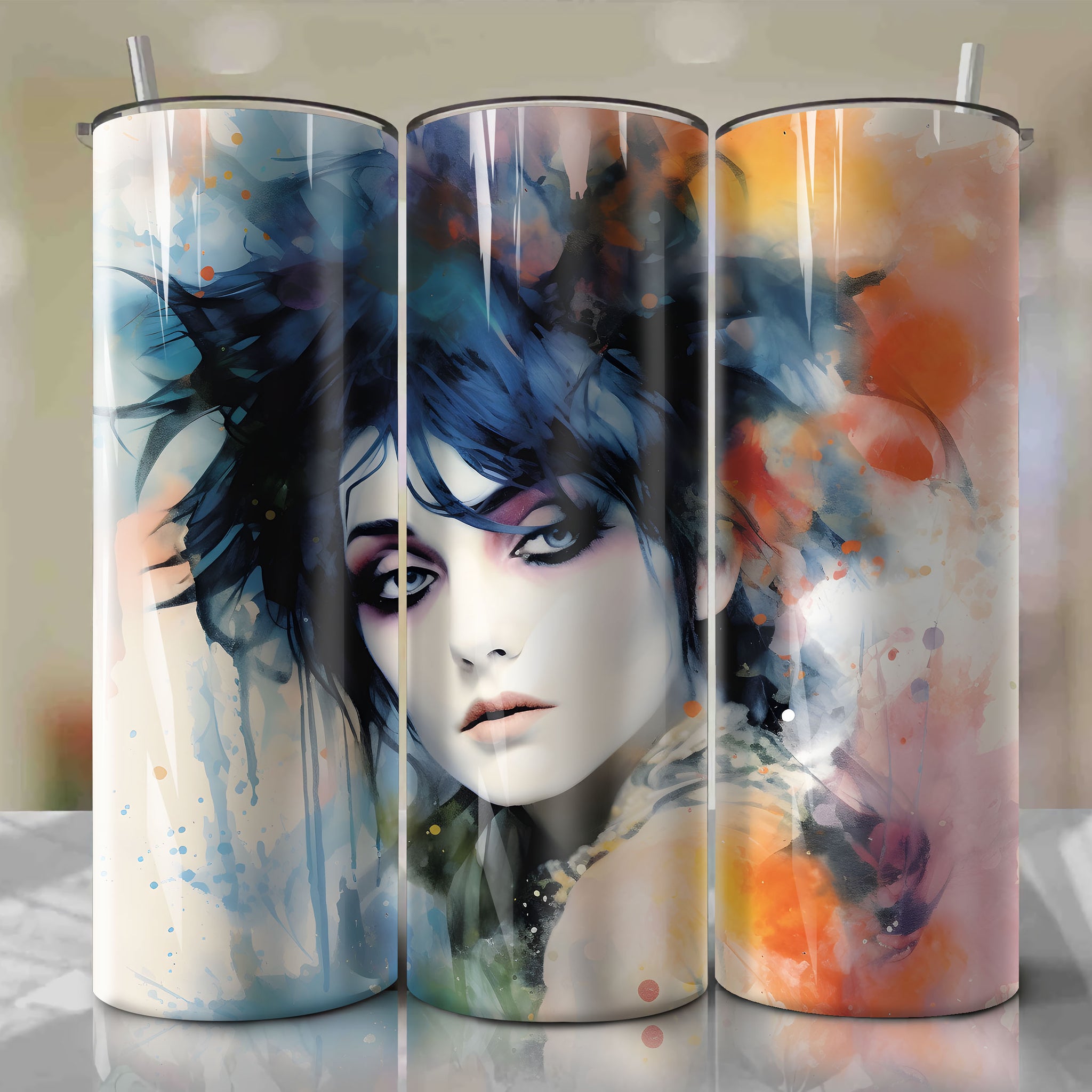 Siouxsie Sioux Sublimation Design on Skinny Tumbler 20oz Wrap