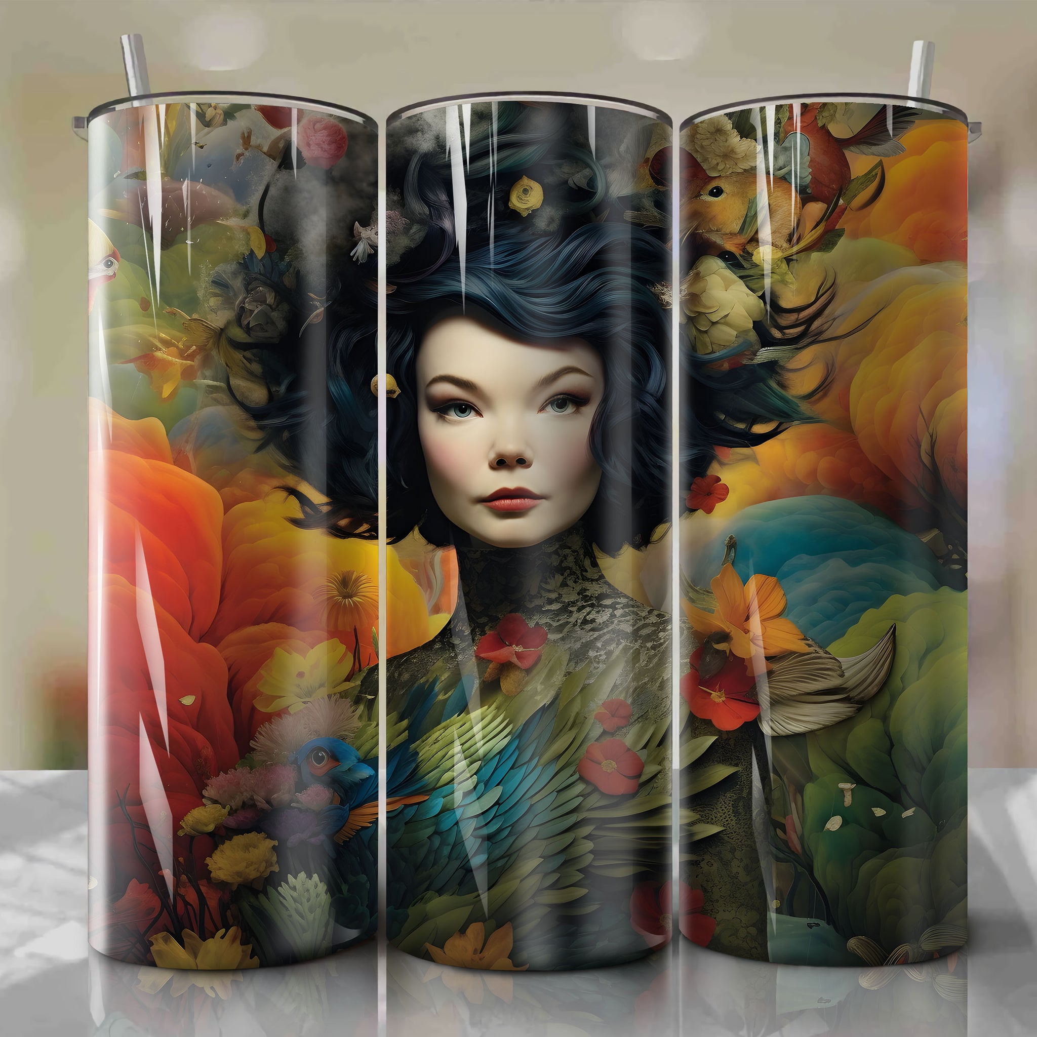 Stand Out with Bjork Design Skinny Tumbler 20oz Wrap PNG - Sublimation