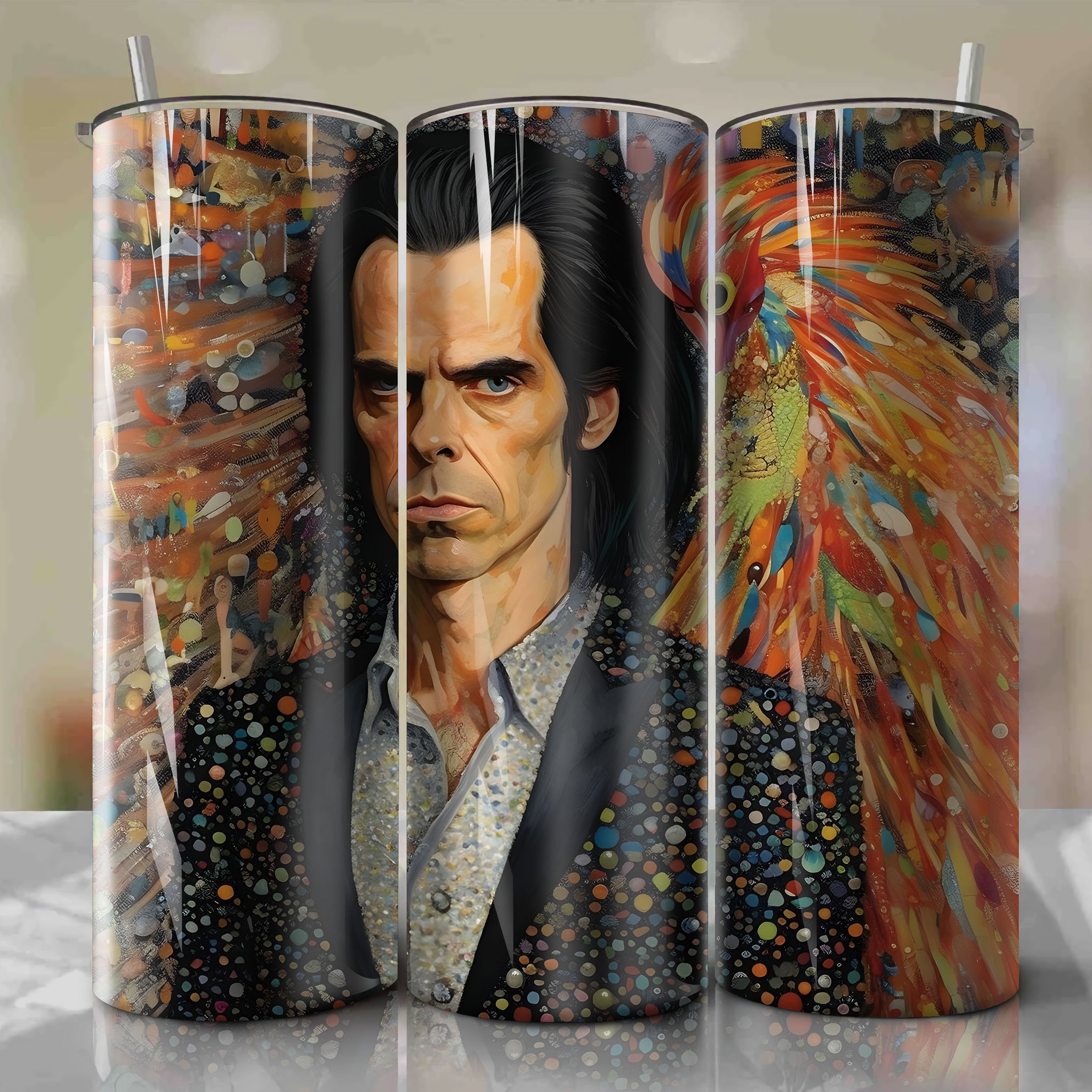 Stylish Sublimation Design for Skinny Tumbler 20oz Wrap | Nick Cave