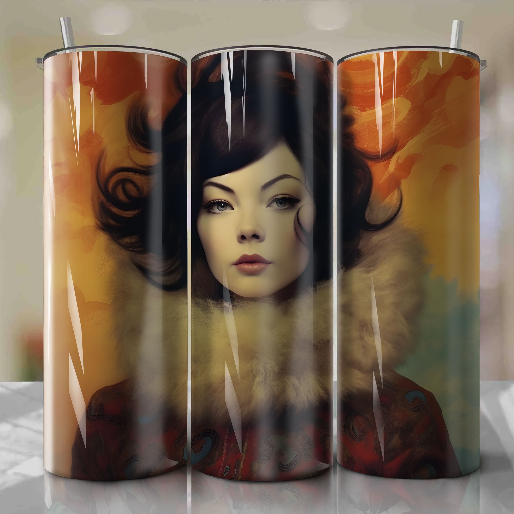 High-Quality Skinny Tumbler 20oz Wrap PNG - Sublimation featuring Bjork Art