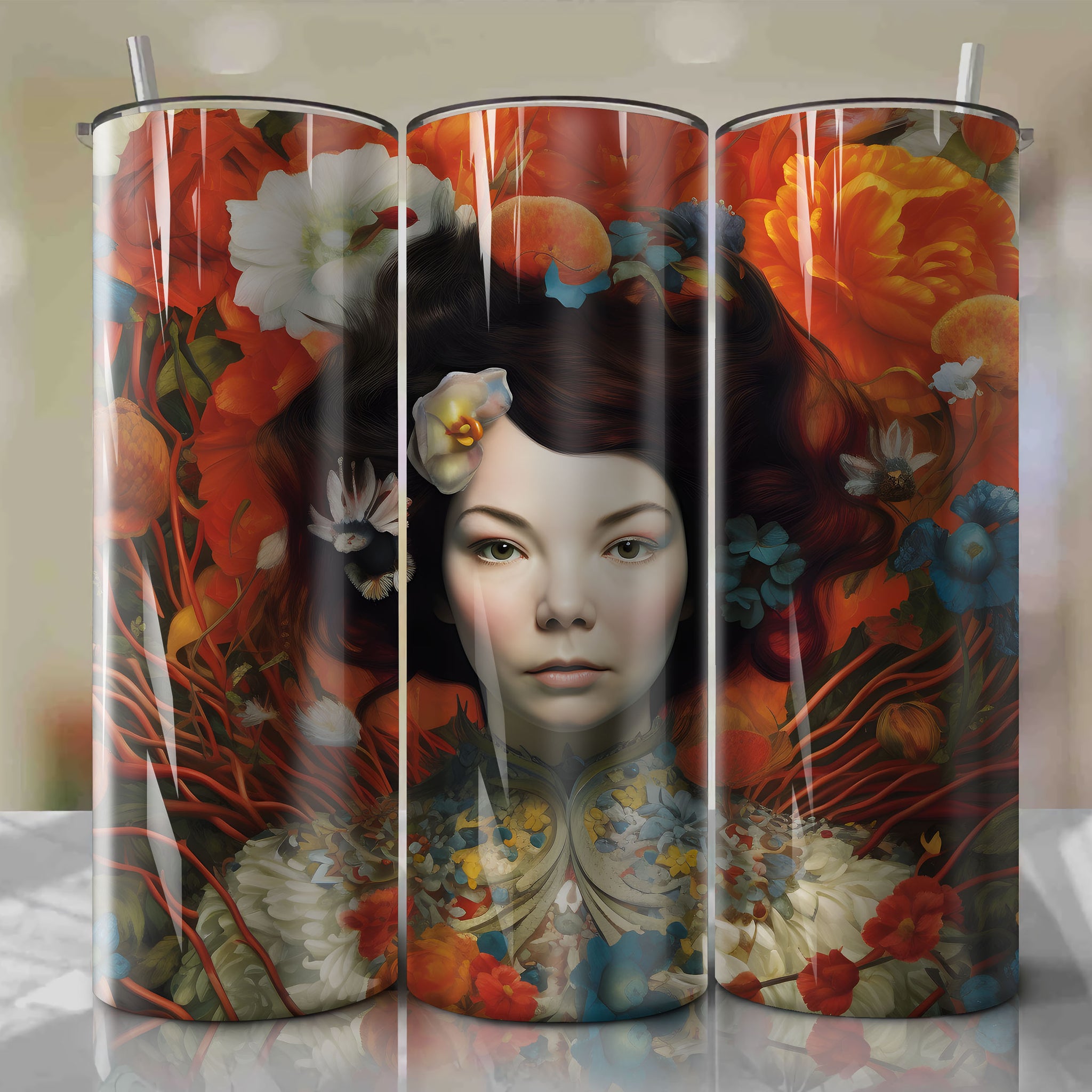 Get Your Own Bjork-themed Skinny Tumbler 20oz Wrap PNG - Sublimation