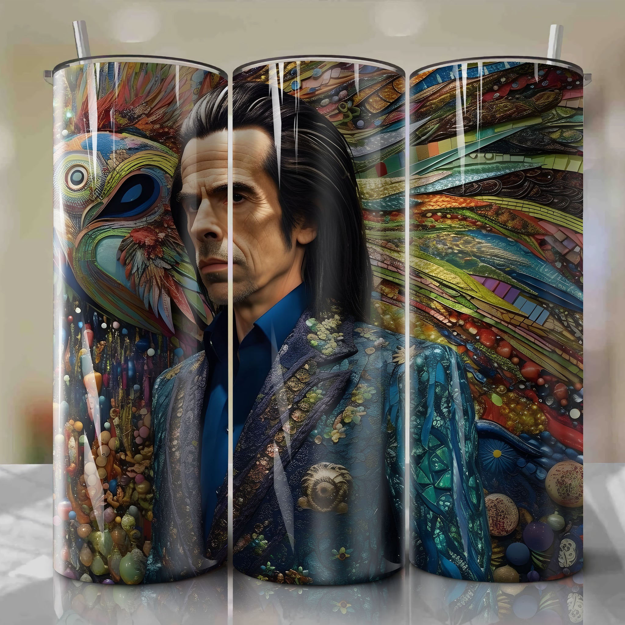 Exclusive Nick Cave Artwork on Skinny Tumbler 20oz Wrap PNG - Sublimation