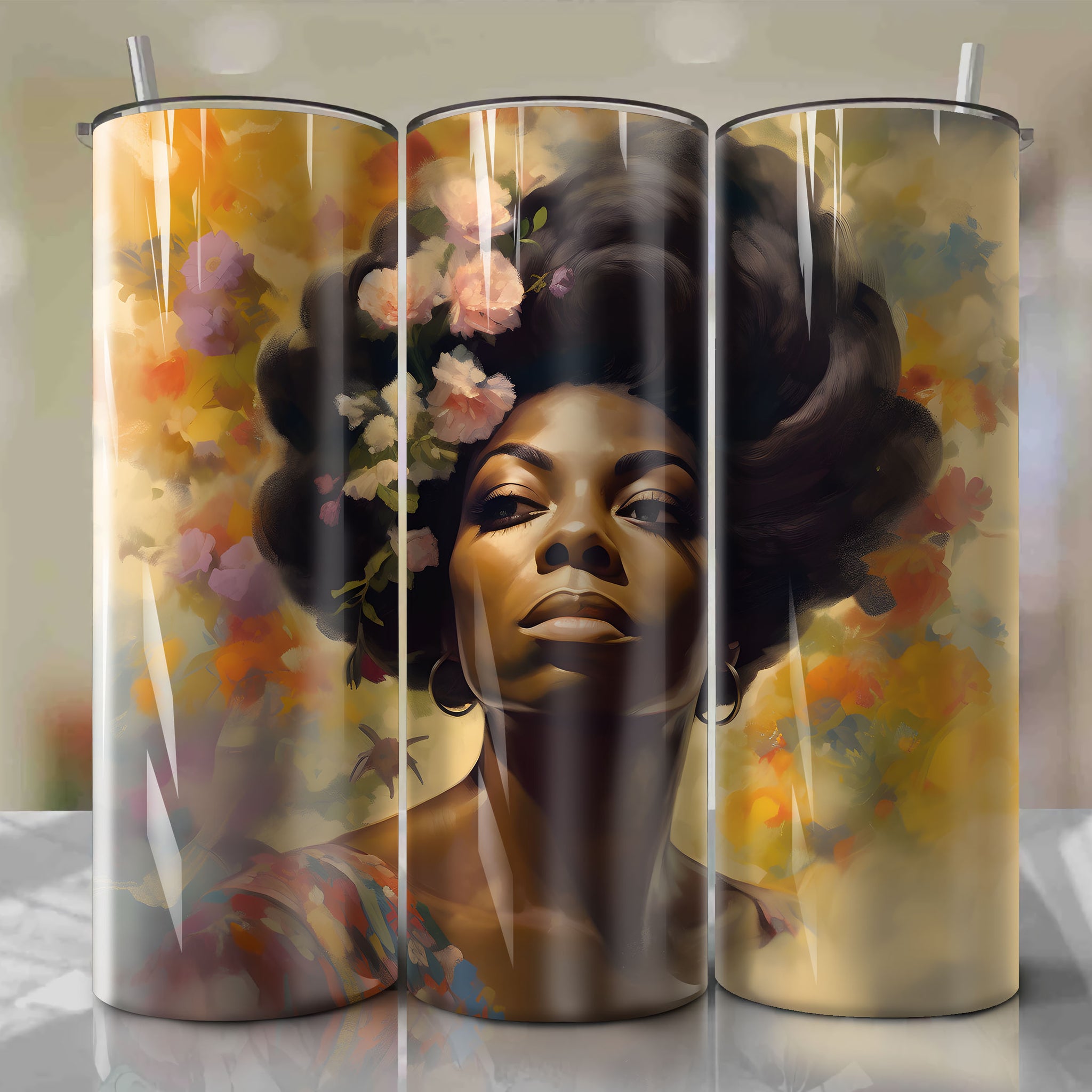 Instant Download: Nina Simone Skinny Tumbler Wrap PNG | Sublimation Design