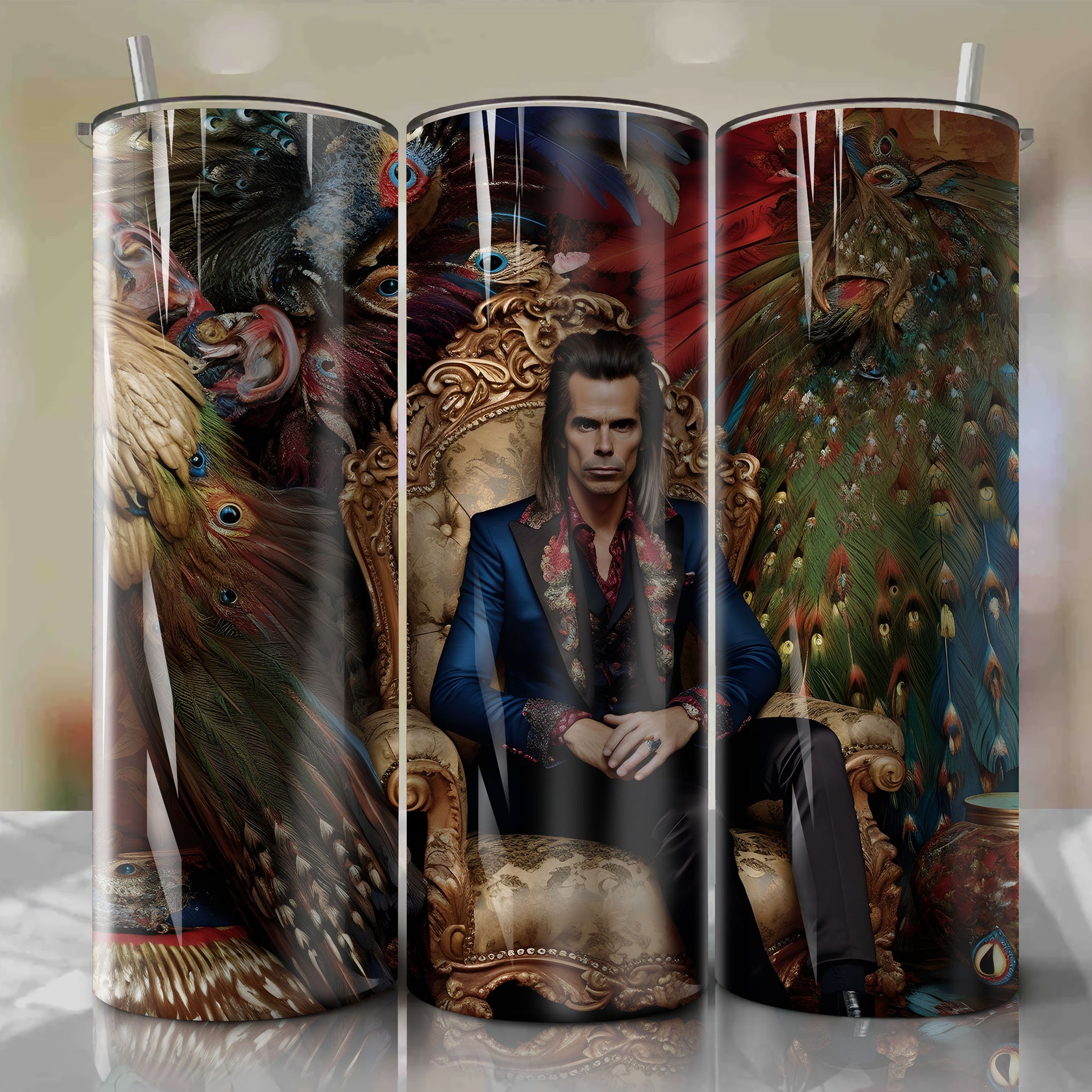 Customizable Nick Cave Skinny Tumbler 20oz Wrap PNG - Sublimation