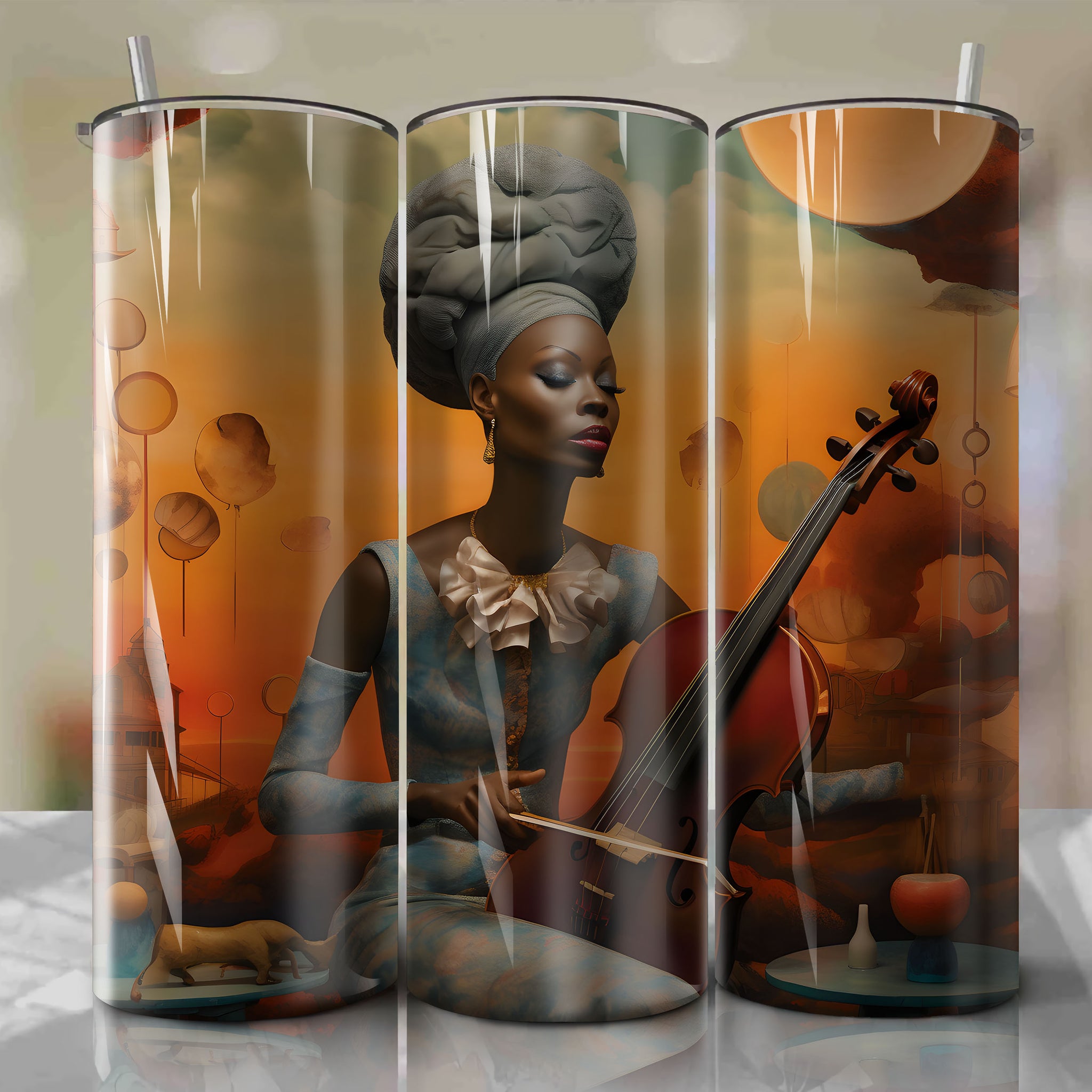 Downloadable Sublimation Design: Nina Simone Skinny Tumbler Wrap PNG