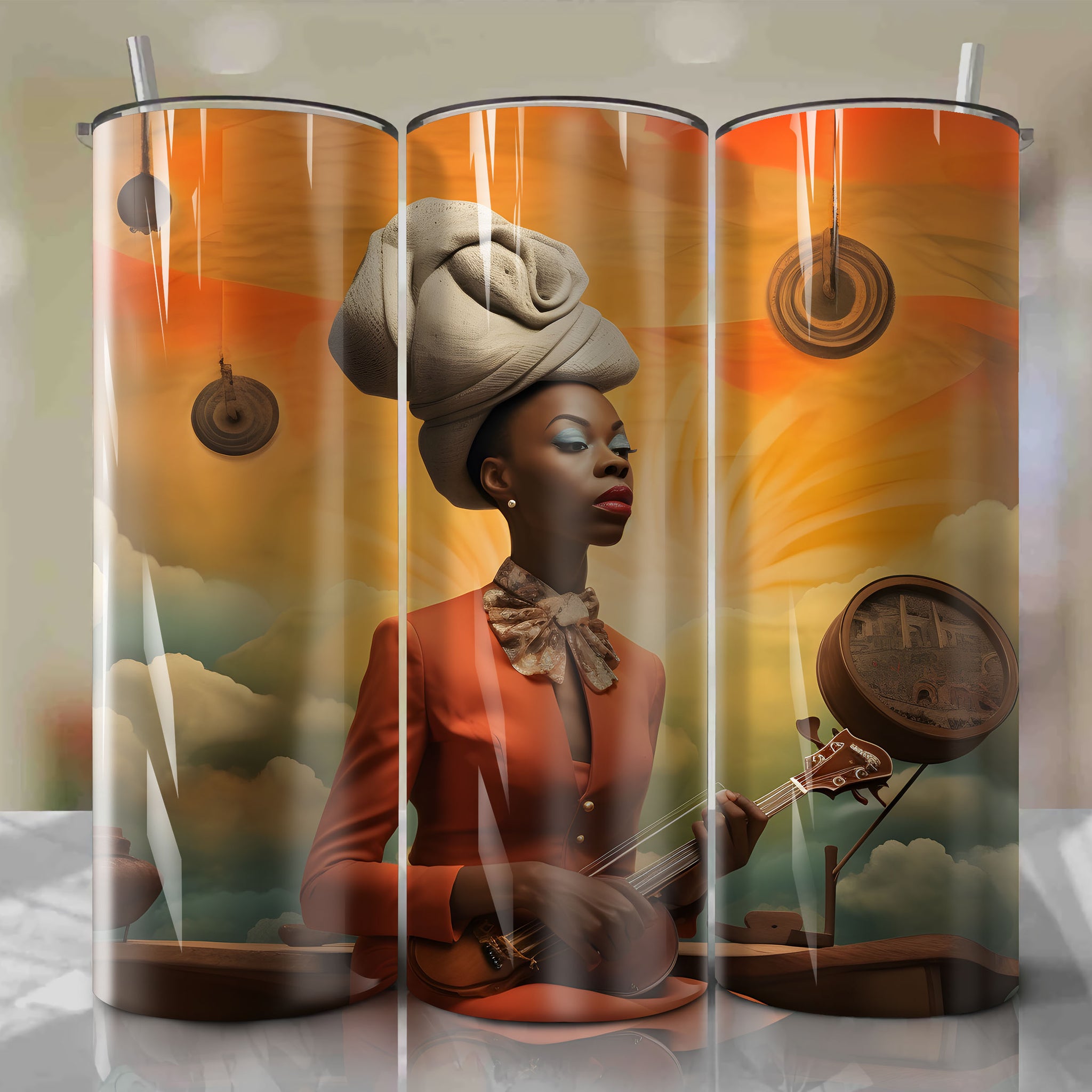 Eye-Catching Nina Simone Art for 20oz Skinny Tumbler | Sublimation PNG