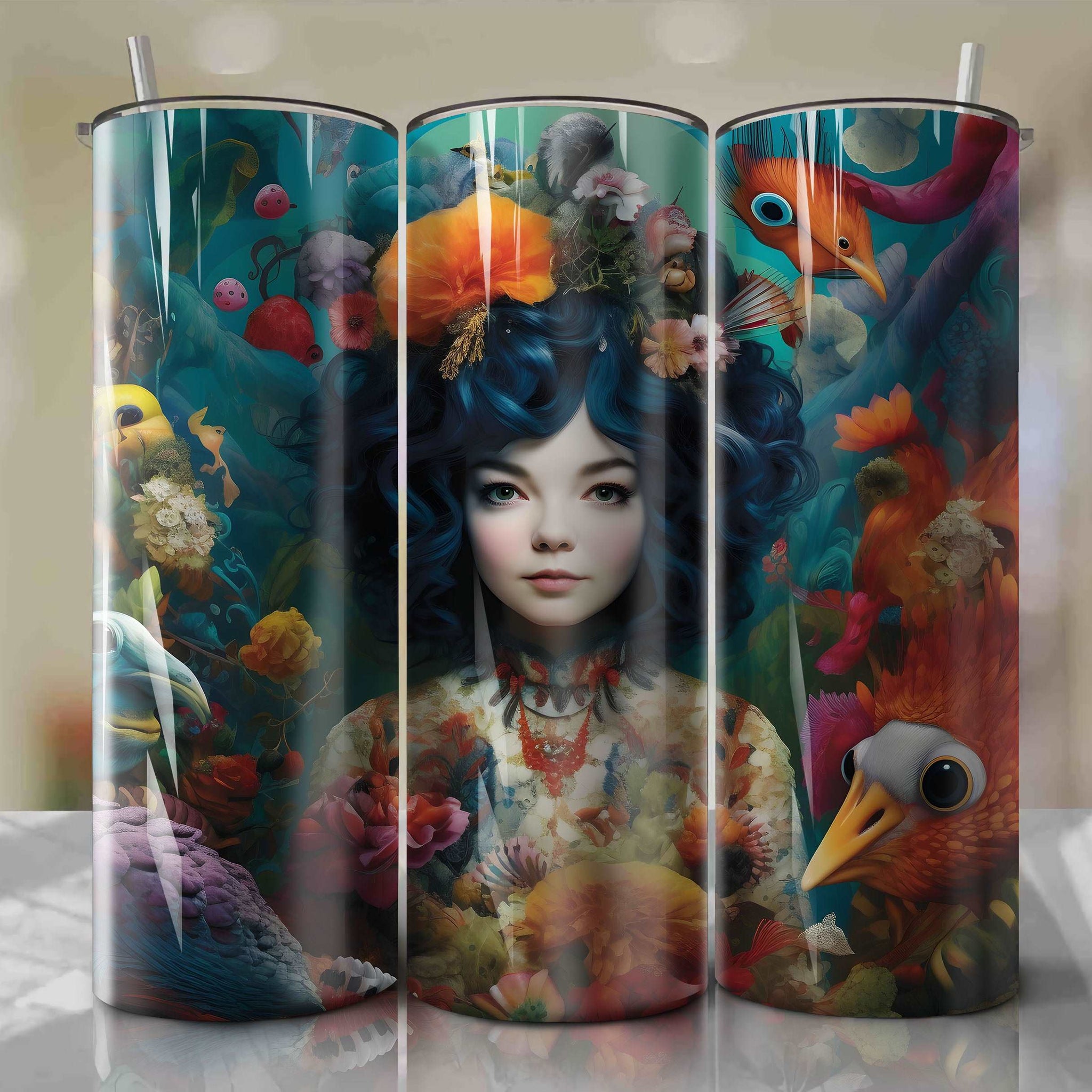 Bjork Fans Rejoice: Skinny Tumbler 20oz Wrap PNG - Sublimation Available Now