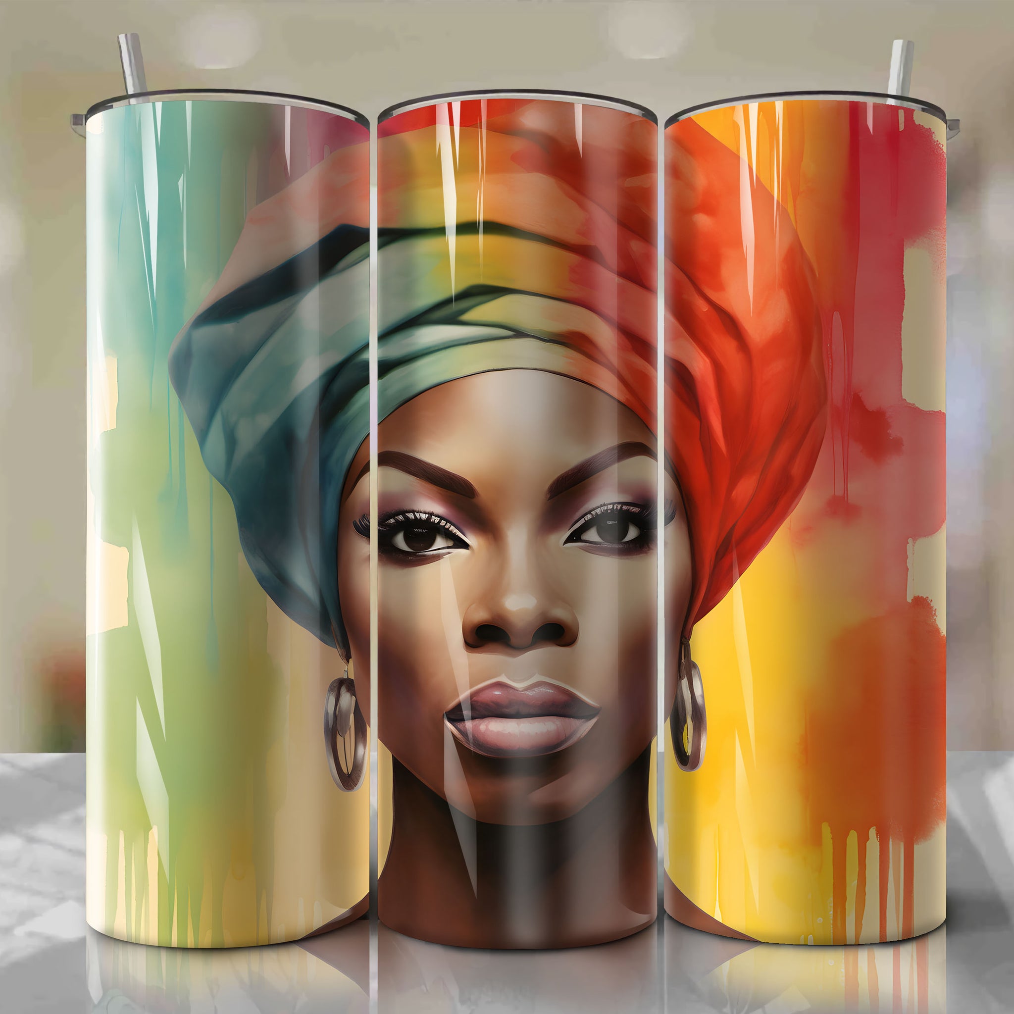 Downloadable Nina Simone Skinny Tumbler Wrap PNG | Sublimation Design