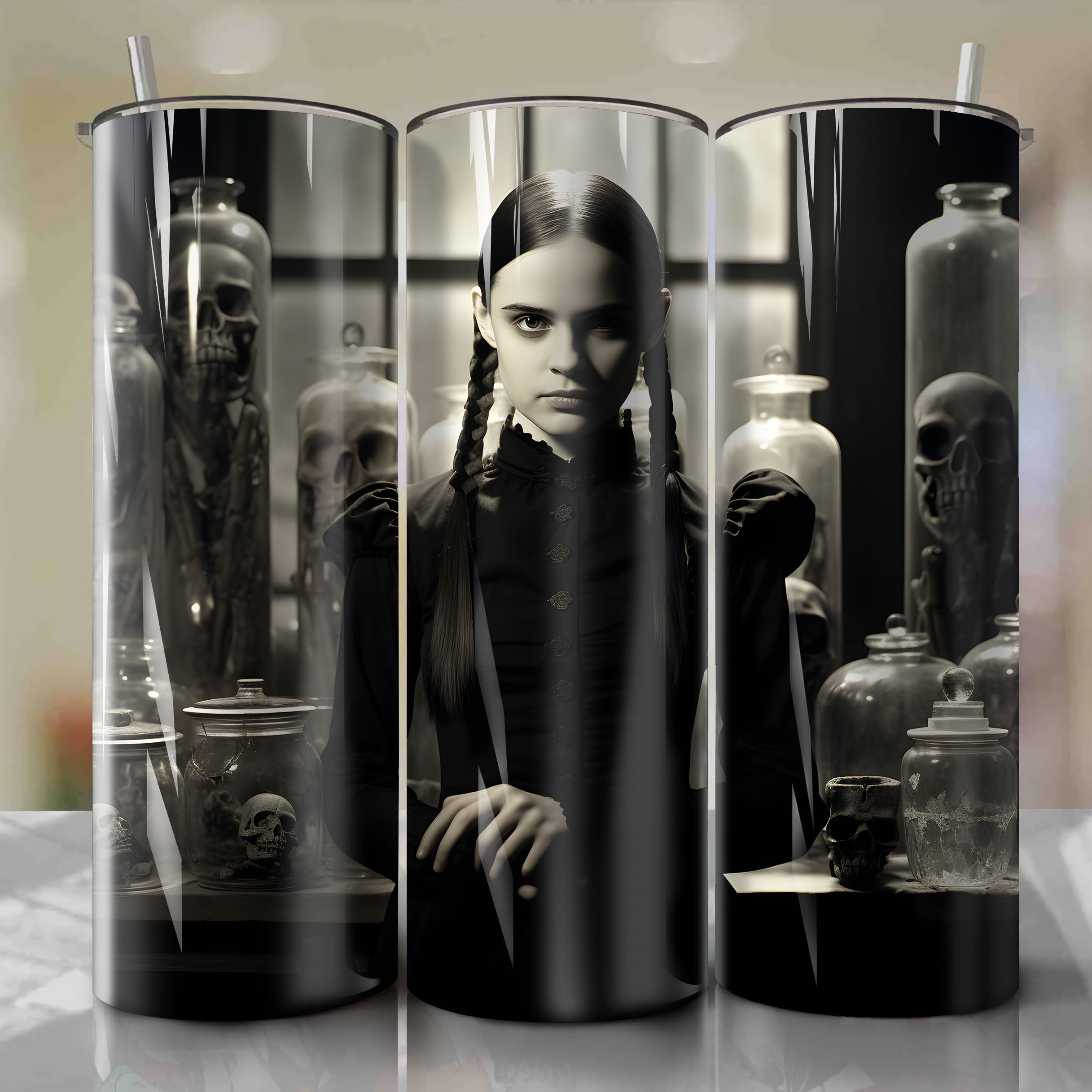 Wednesday Addams Monster Tumbler Wrap - Classic Frankenstein or Mummy