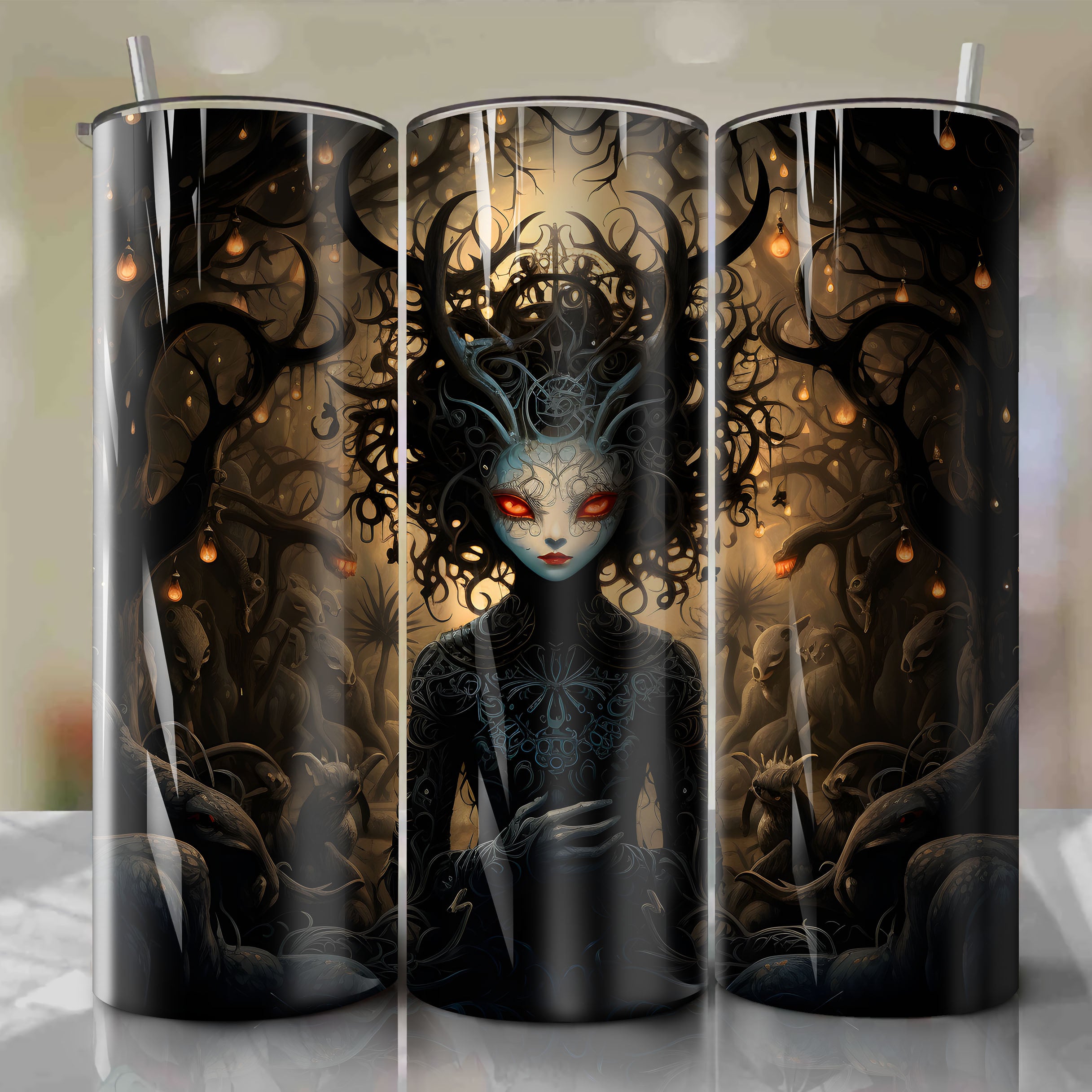 Pan's Labyrinth-inspired Dark Fairy Tale Tumbler Wrap for 20 oz Straig