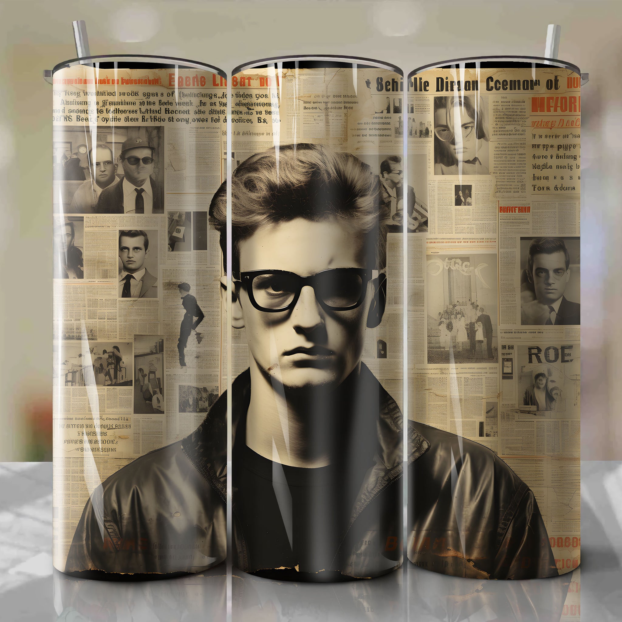 Tumbler Wrap: Zodiac Killer - Newspaper Clippings & Photographs Collage (20 oz Straight Tumbler)