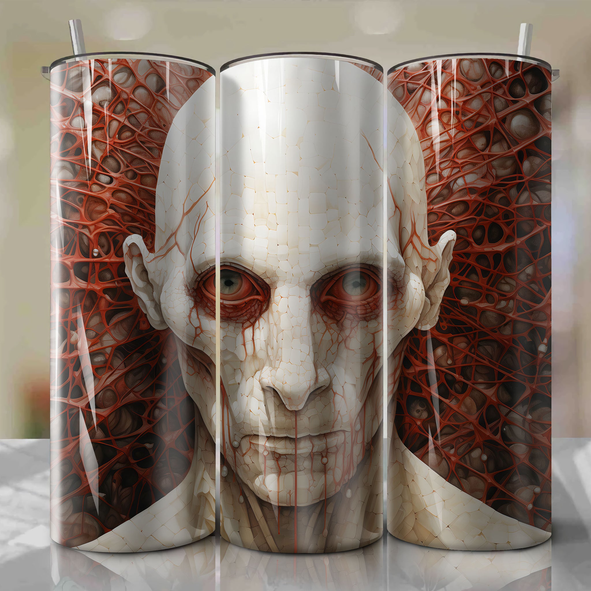 Trendy and Unique Tumbler Wrap: Pointillist Pale Man Design for 20 oz Straight Tumblers – Add a Touch of Unease with Subtle Color Variations