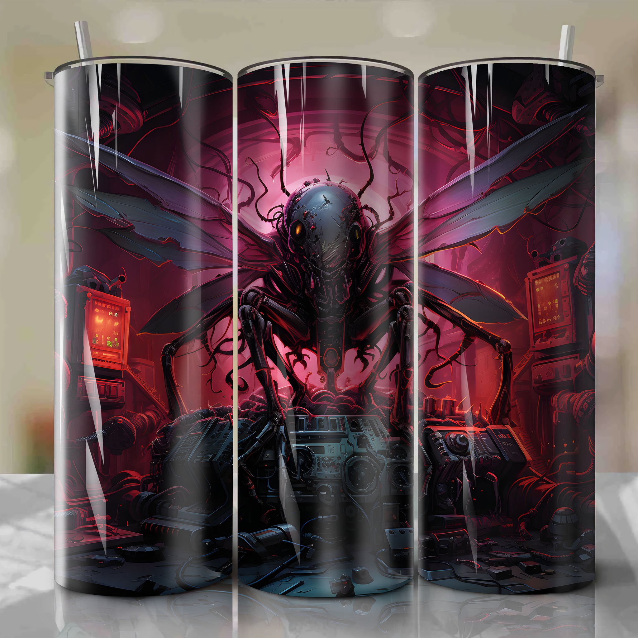 Tumbler Wrap for 20 oz Straight Tumblers - Brundlefly 3D Illustration Tumbler Wrap