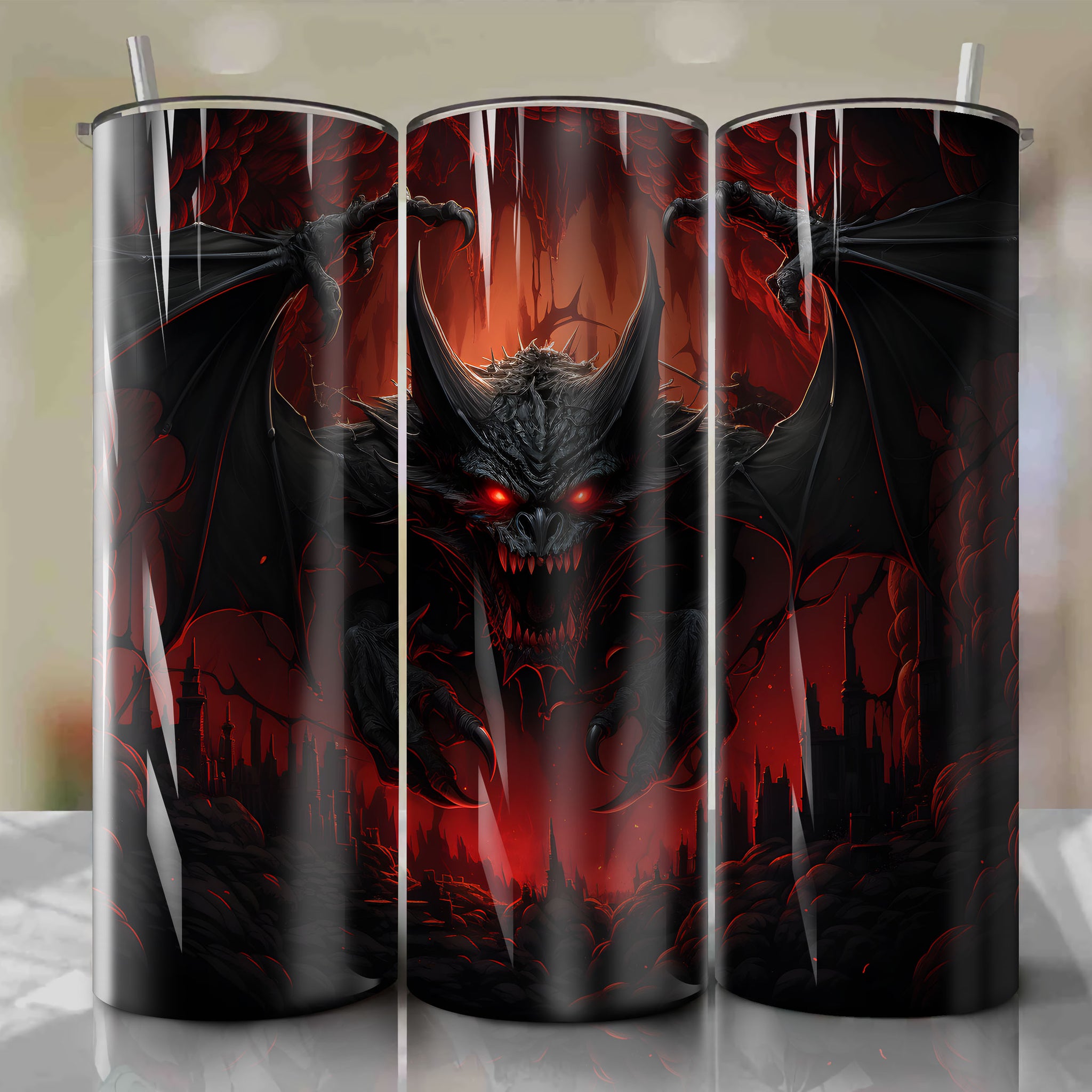 Tumbler Wrap for 20 oz Straight Tumblers - Dynamic 3D Split Cave Wall Design - Bursting Fractured Cavern