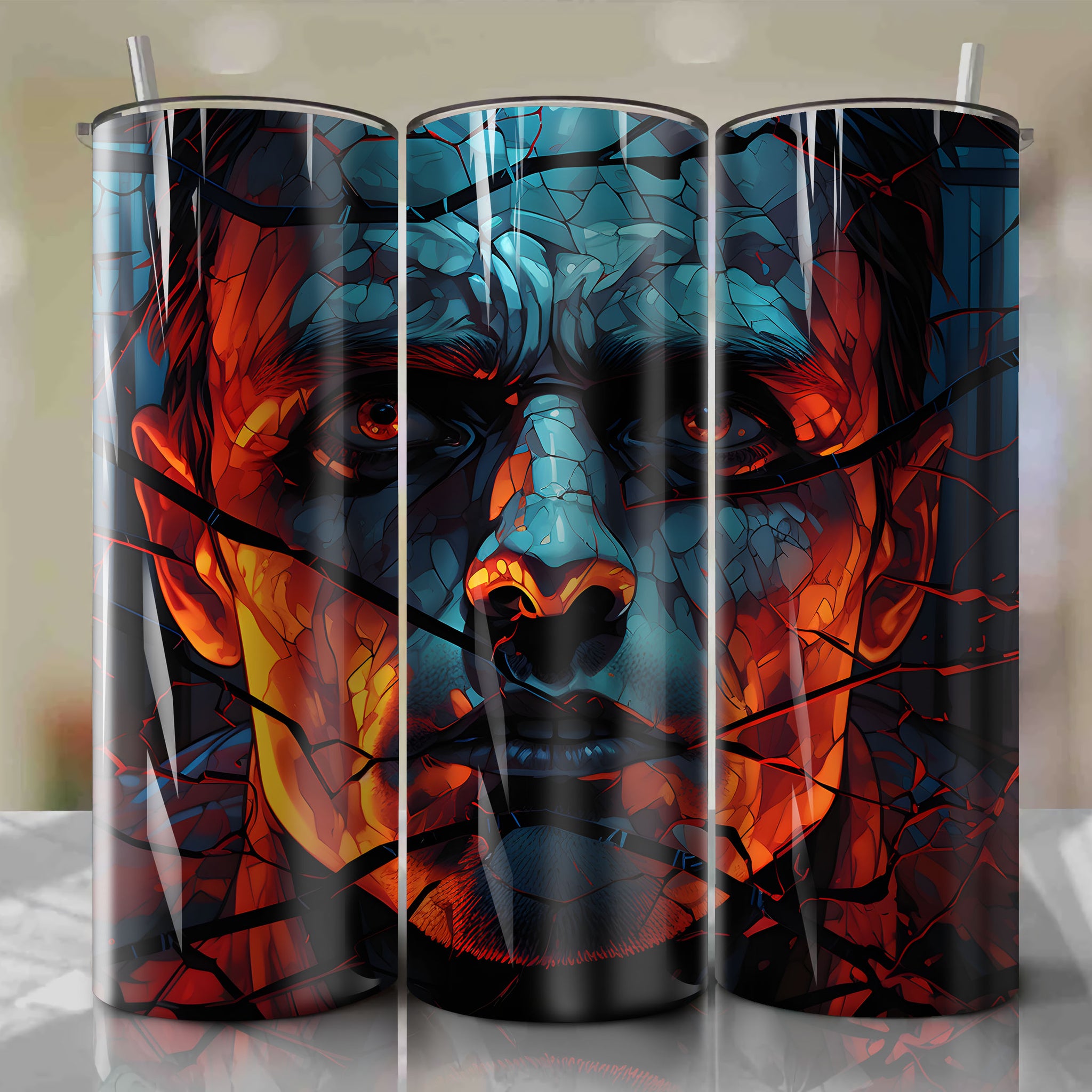 Tumbler Wrap - Hannibal Lecter Cracked Glass Cage 3D Rendering