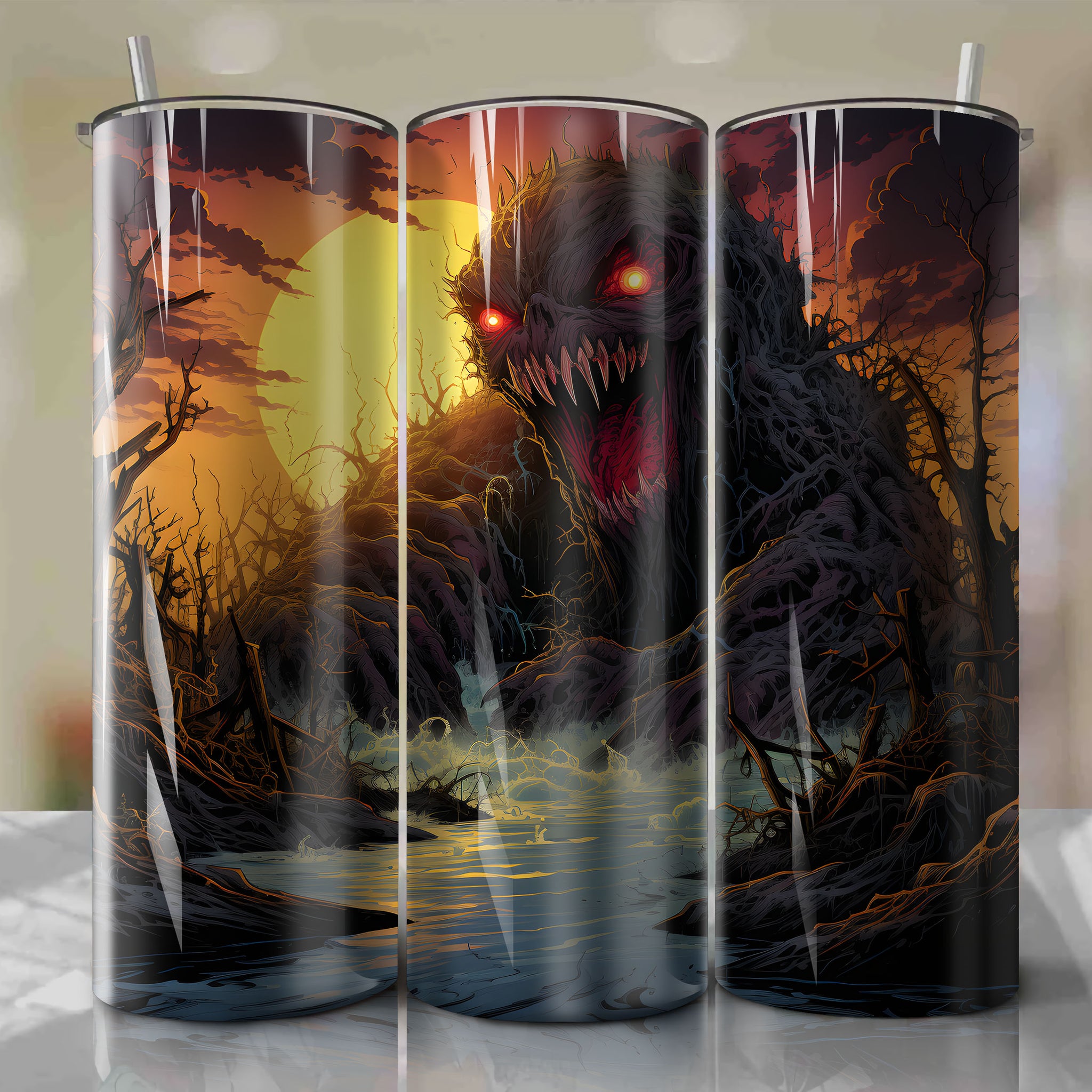 Swamp Monster Ruptured Bog Tumbler Wrap - 3D Visual, Fractured Marshland