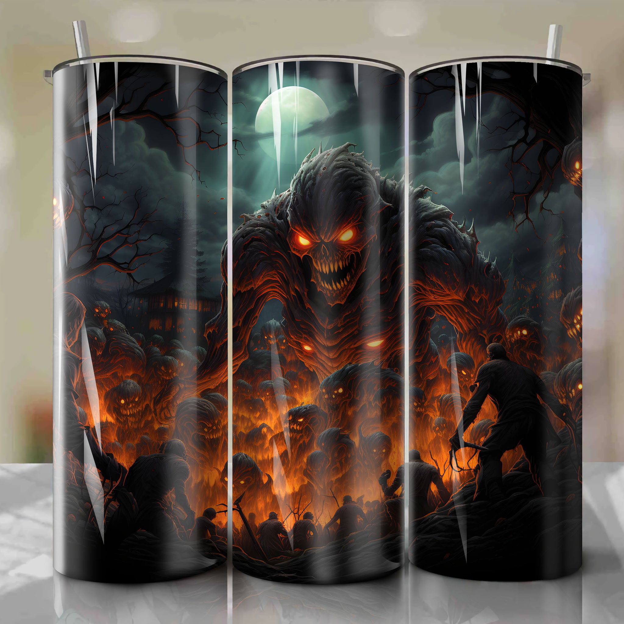 Premium 20 oz Tumbler Wrap - Pumpkinhead with Vicious Blade - Intense 3D Design