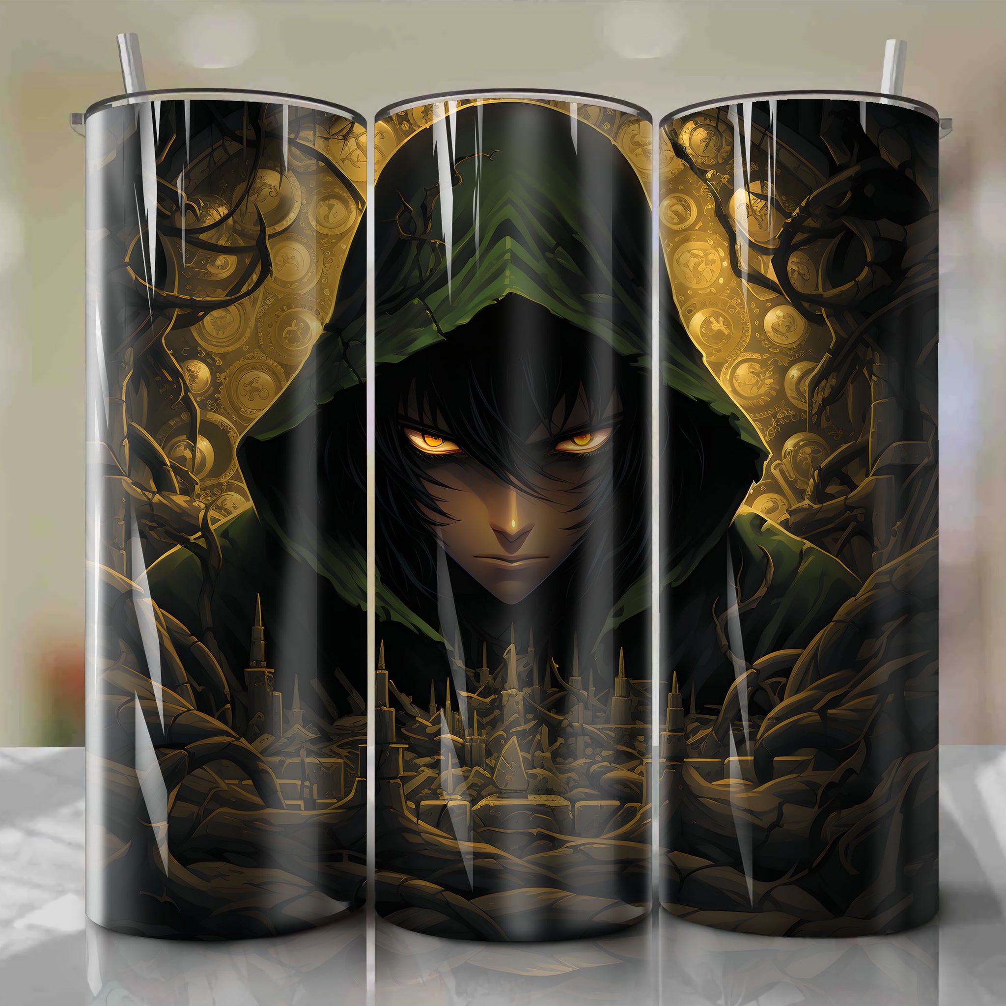 Tumbler Wrap - Geass Eye Peeking out from Chessboard - Mysterious 3D Illustration