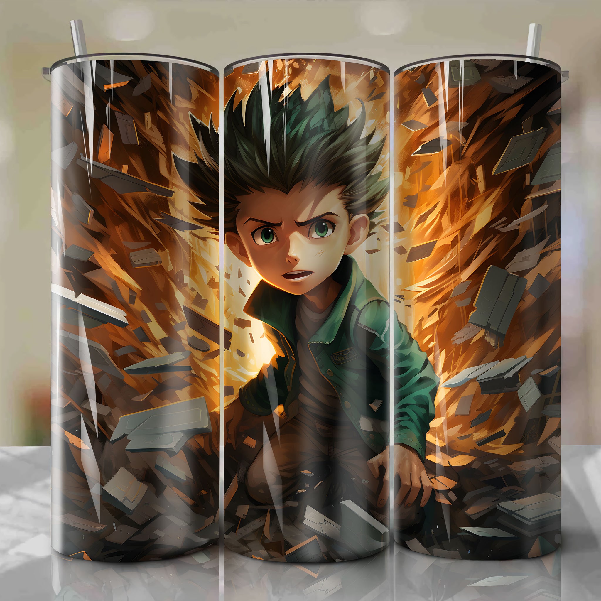 Dynamic 3D Tumbler Wrap - Gon Freecss from Hunter x Hunter Transformed State Design