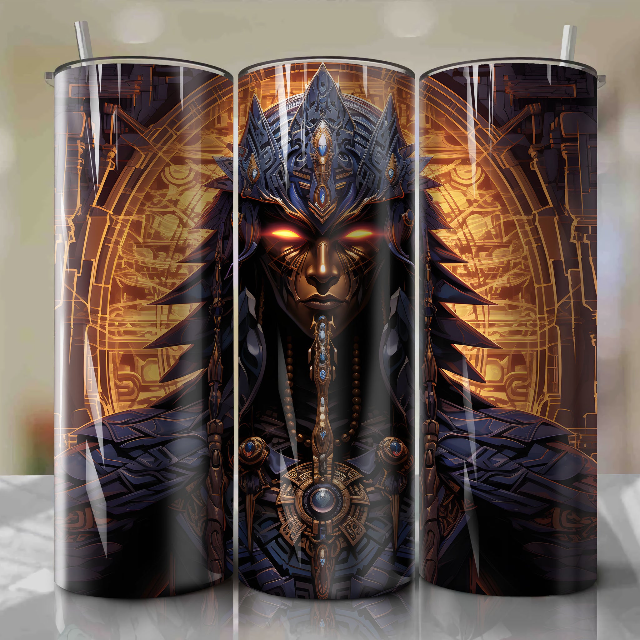 Tumbler Wrap for 20 oz Straight Tumblers - Yugi Muto & Pharaoh Atem 3D Illustration - Yu-Gi-Oh