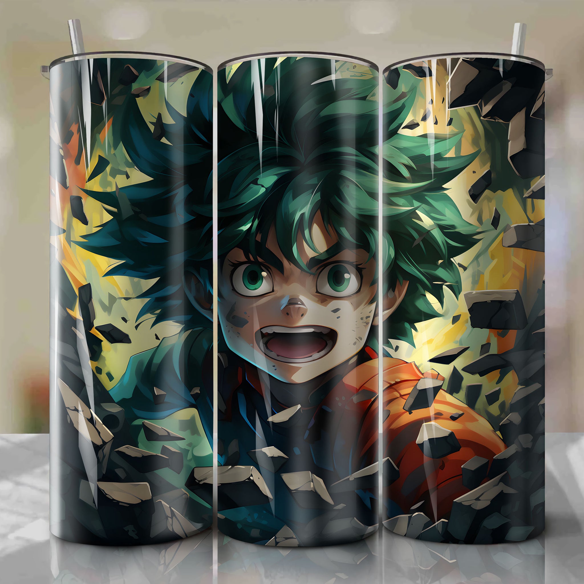 One For All Bursting Out 3D Tumbler Wrap for My Hero Academia Fans