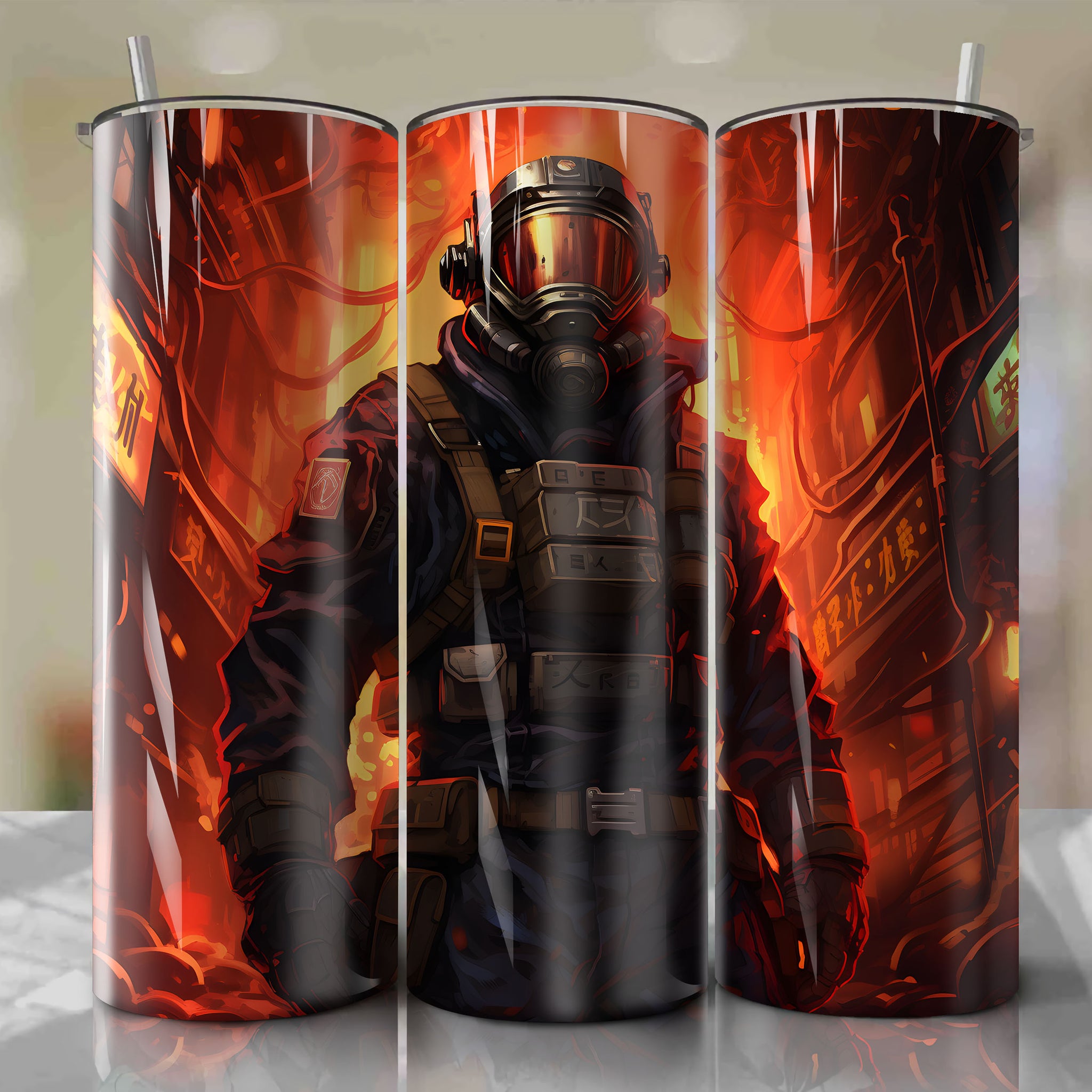 Fire Force Shinra Kusakabe Adolla Burst 3D Tumbler Wrap Illustration - Heroic Design