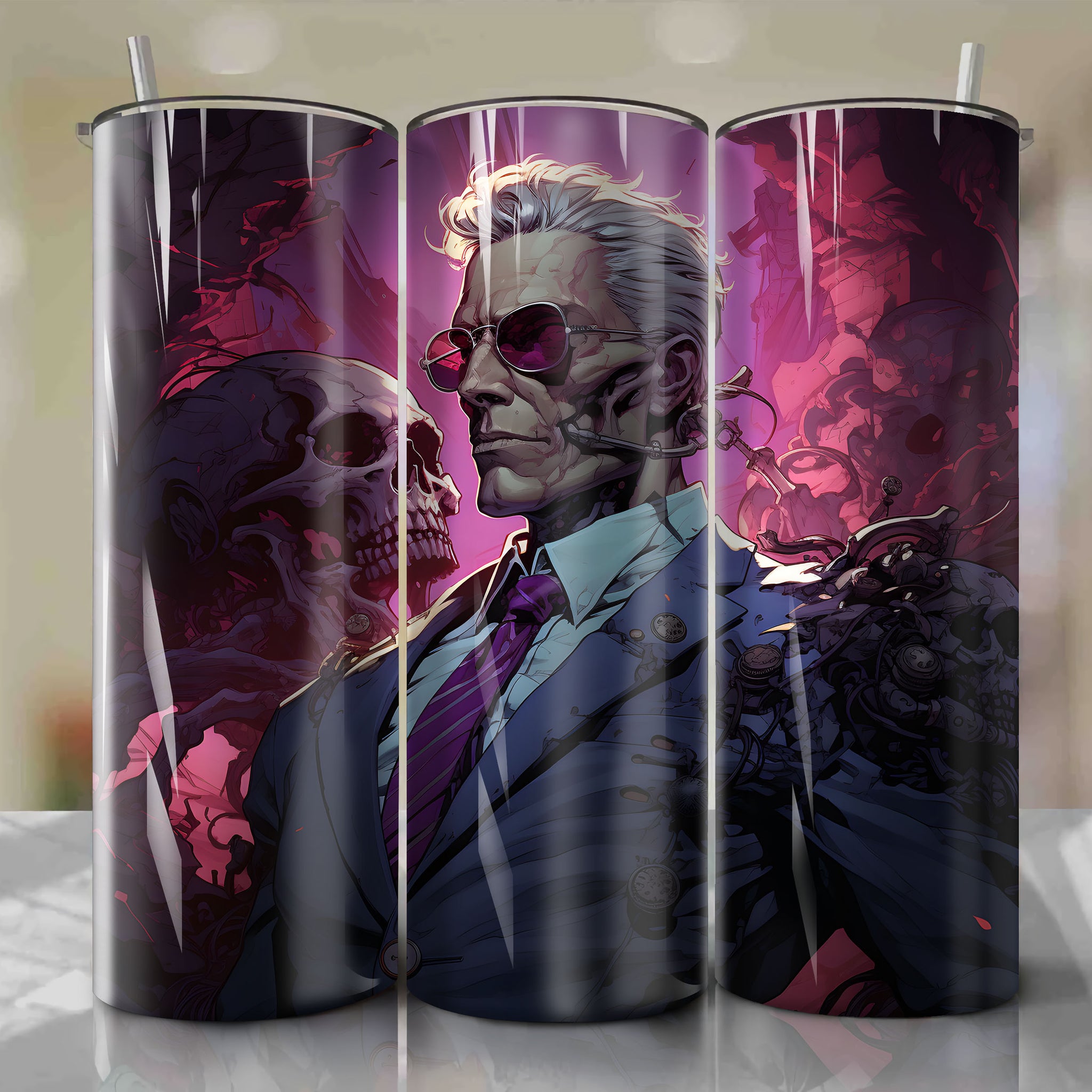 Kira Yoshikage JoJo's Bizarre Adventure Stand Killer Queen Crack Skull Tie 3D Illustration