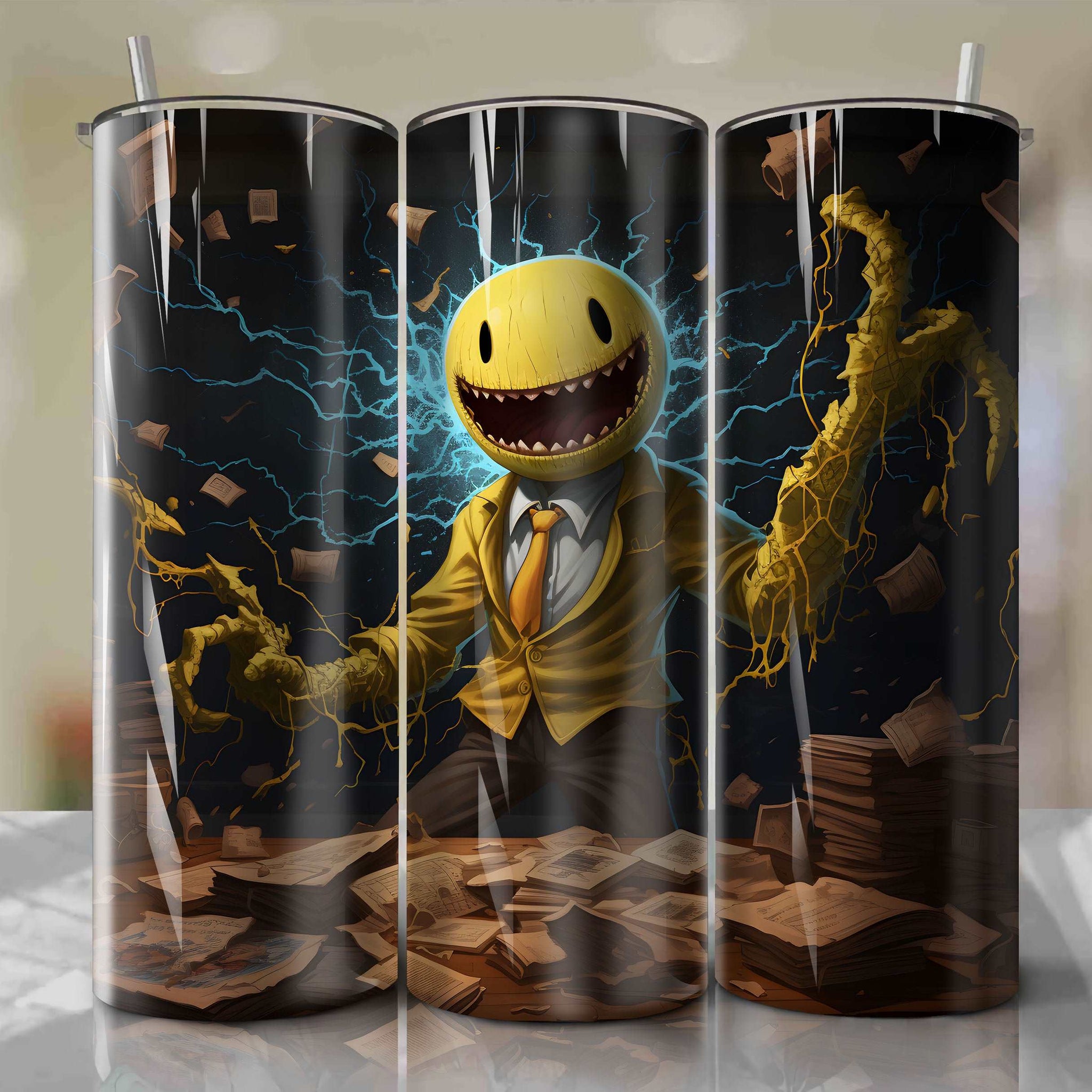 Assassination Classroom Tumbler Wrap - Koro-sensei 3D Illustration | Thrilling Mach 20 Crack Design