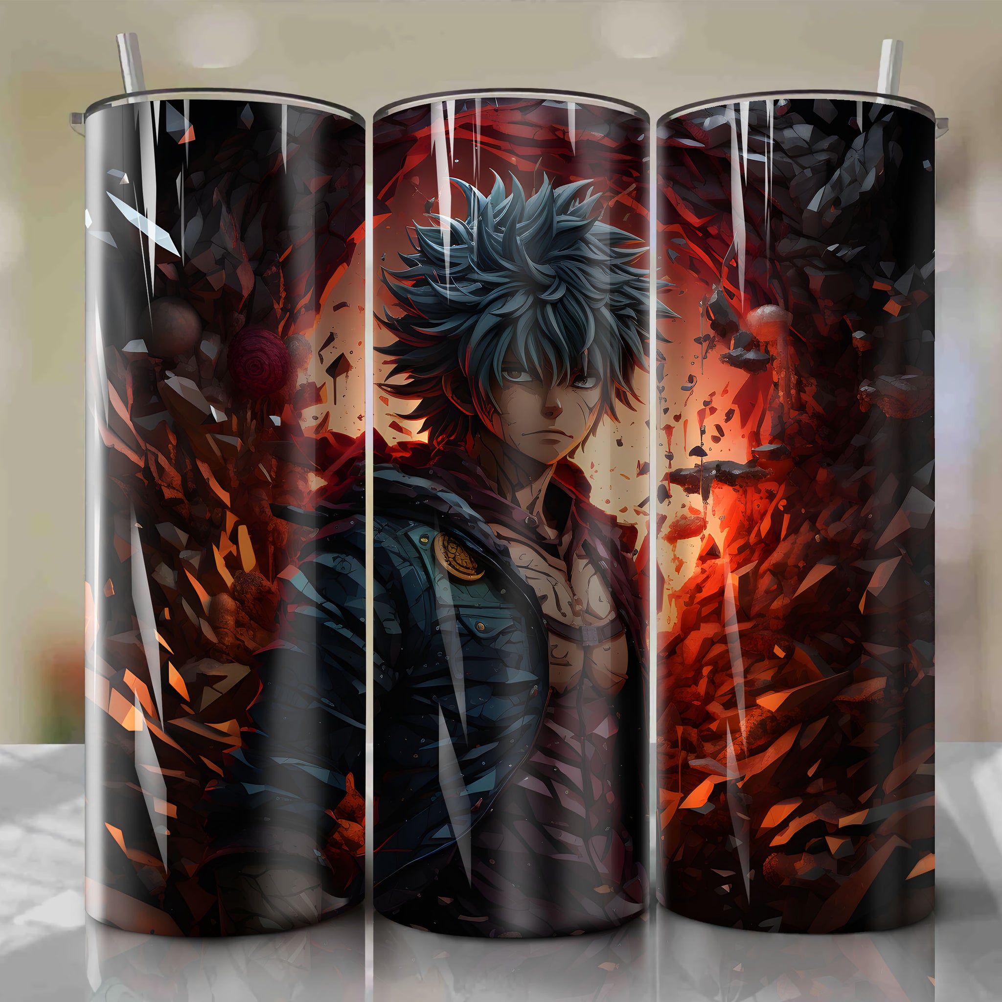 Tumbler Wrap - Natsu Dragneel Fairy Tail Dragon Slayer Form | 20 oz Straight Tumbler Design