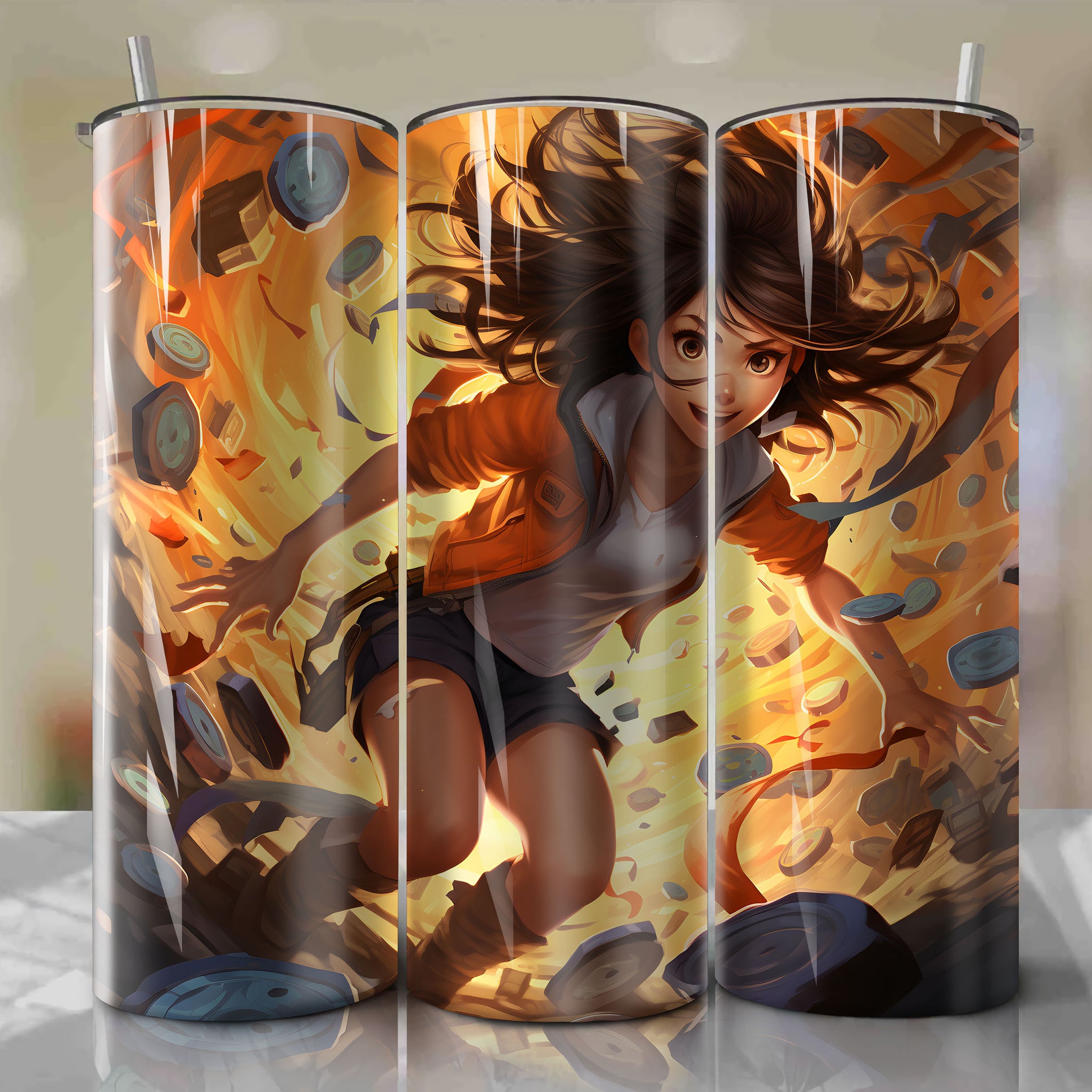 Science Fiction Tumbler Wrap - A Certain Magical Index Mikoto Misaka Railgun Coin Split 3D Illustration