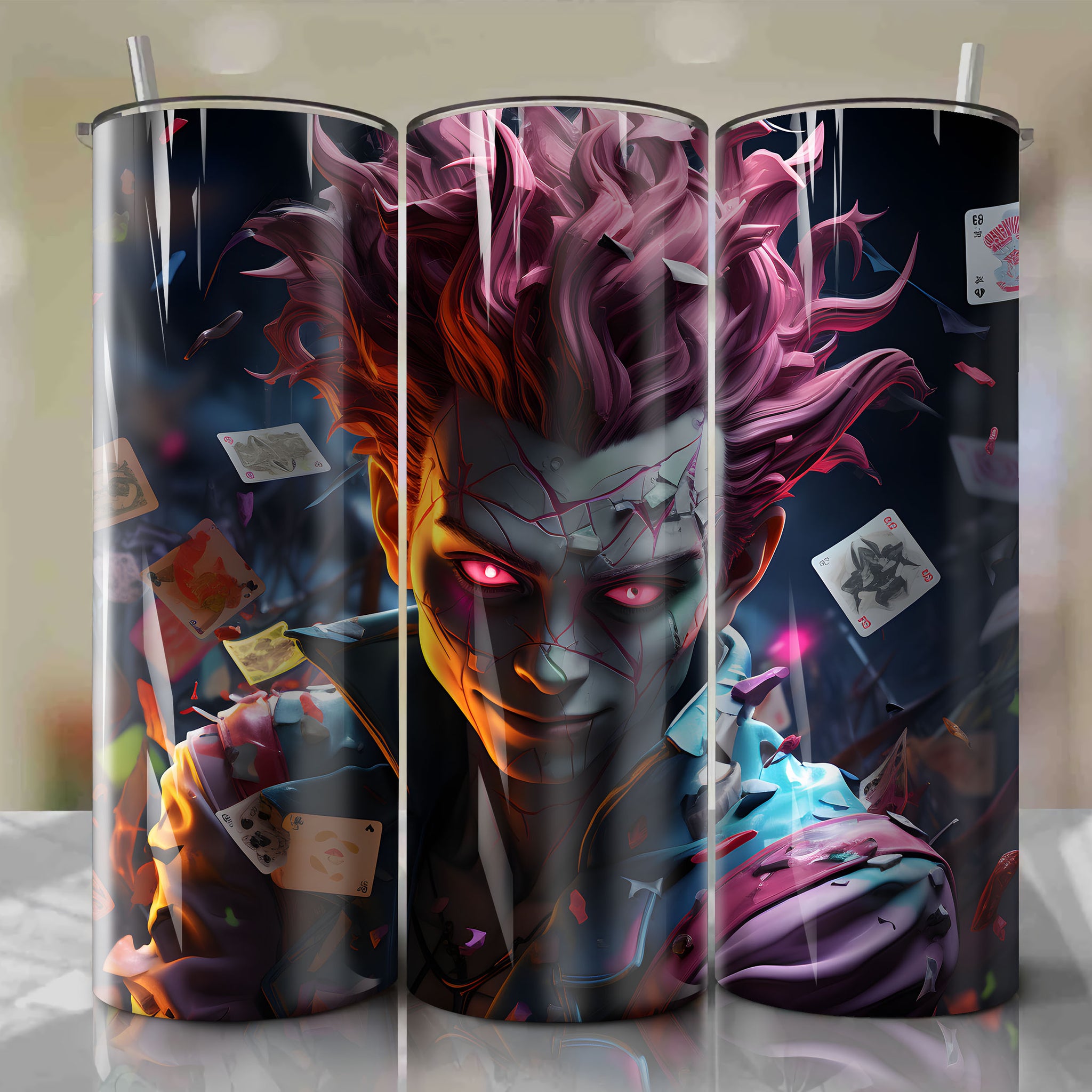 Tumbler Wrap - Hisoka Morow Bungee Gum 3D Illustration- Trickster Card Design