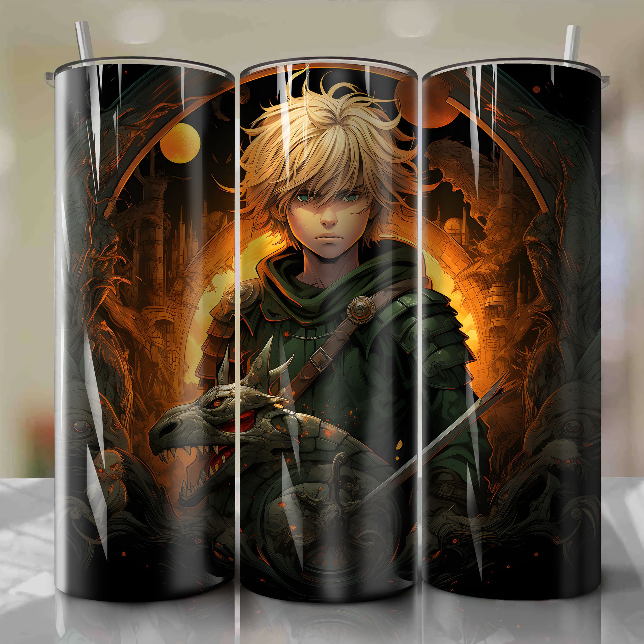 Meliodas Seven Deadly Sins Dragon Sin of Wrath Tumbler Wrap 20 oz Straight Tumbler PNG Product