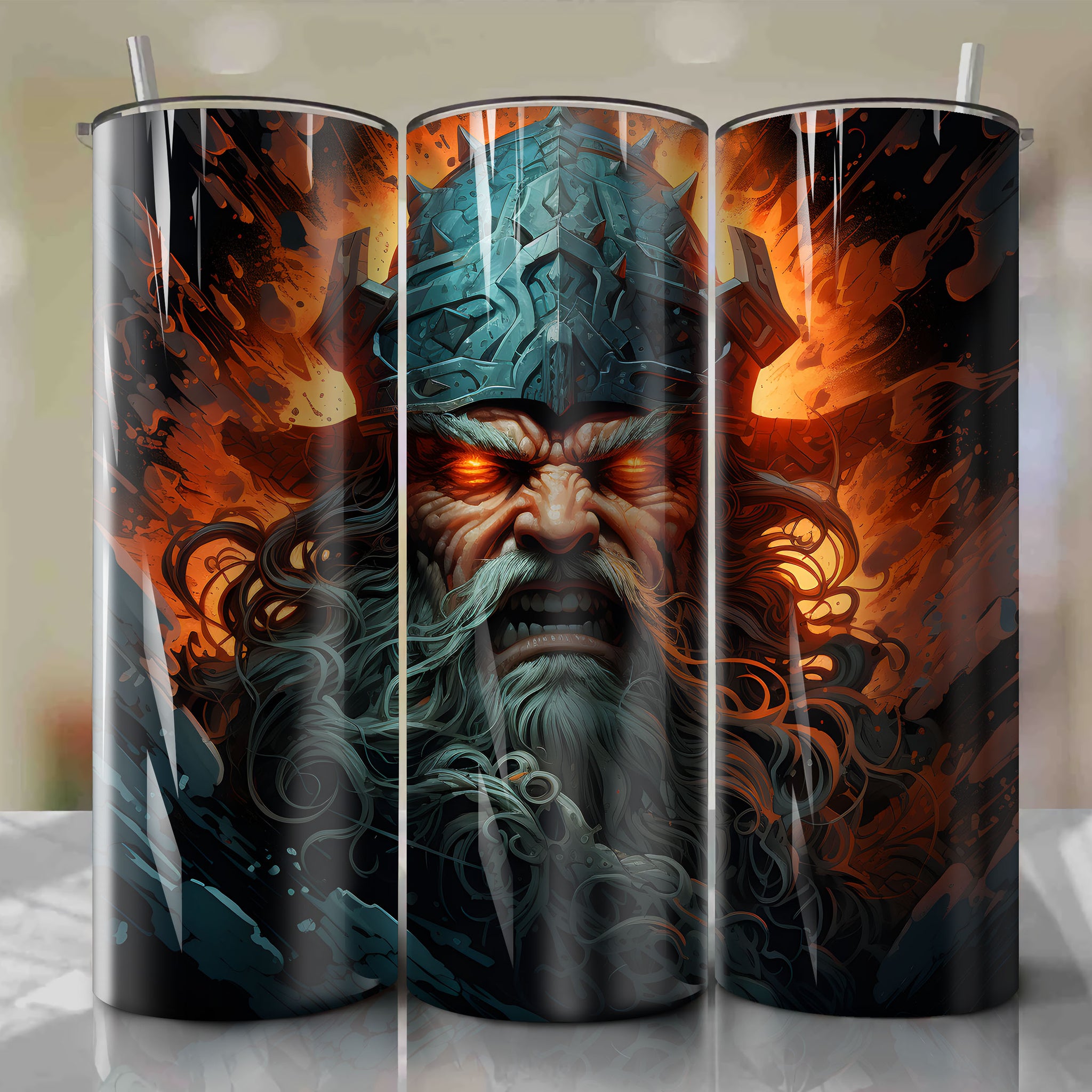 Vinland Saga Askeladd Viking 3D Illustration Tumbler Wrap for 20 oz Straight Tumblers