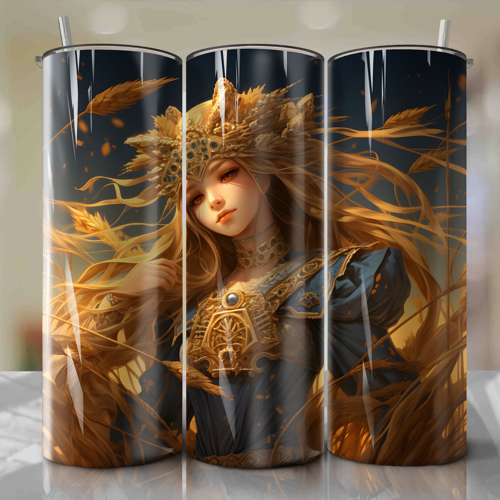 Holo from Spice and Wolf Harvest-themed 3D Illustration for Tumbler Wraps