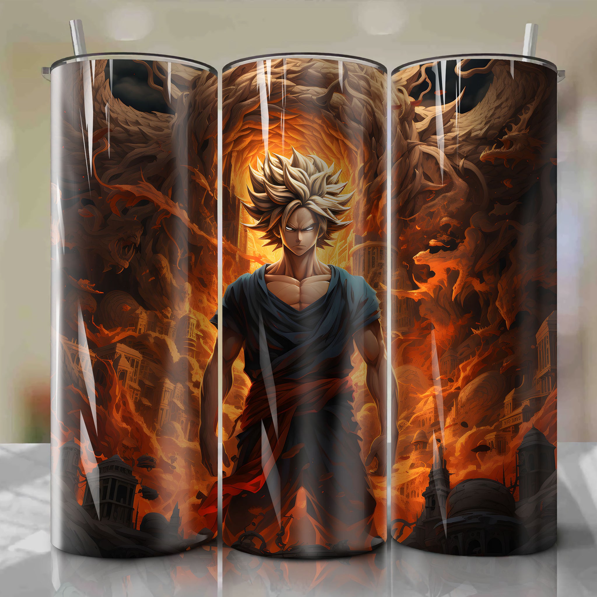 Dragon Ball Goku Super Saiyan 3D Tumbler Wrap Illustration