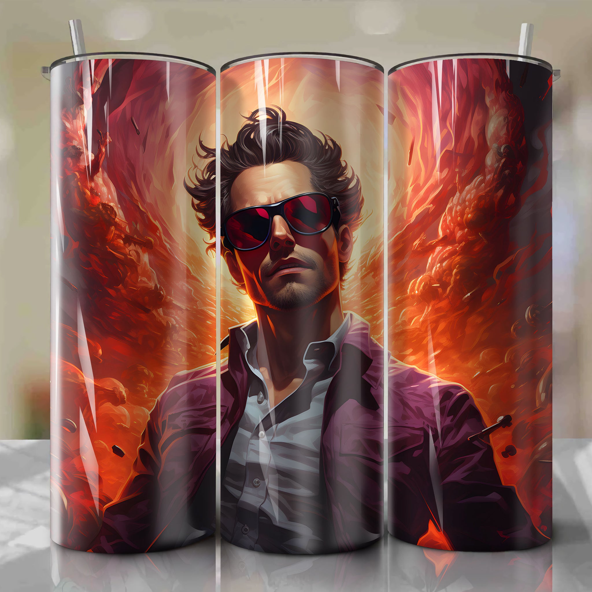 Tumbler Wrap for 20 oz Straight Tumblers - Cool, Cooler, Coolest Forms - Sunglasses Design (Digital PNG Download)