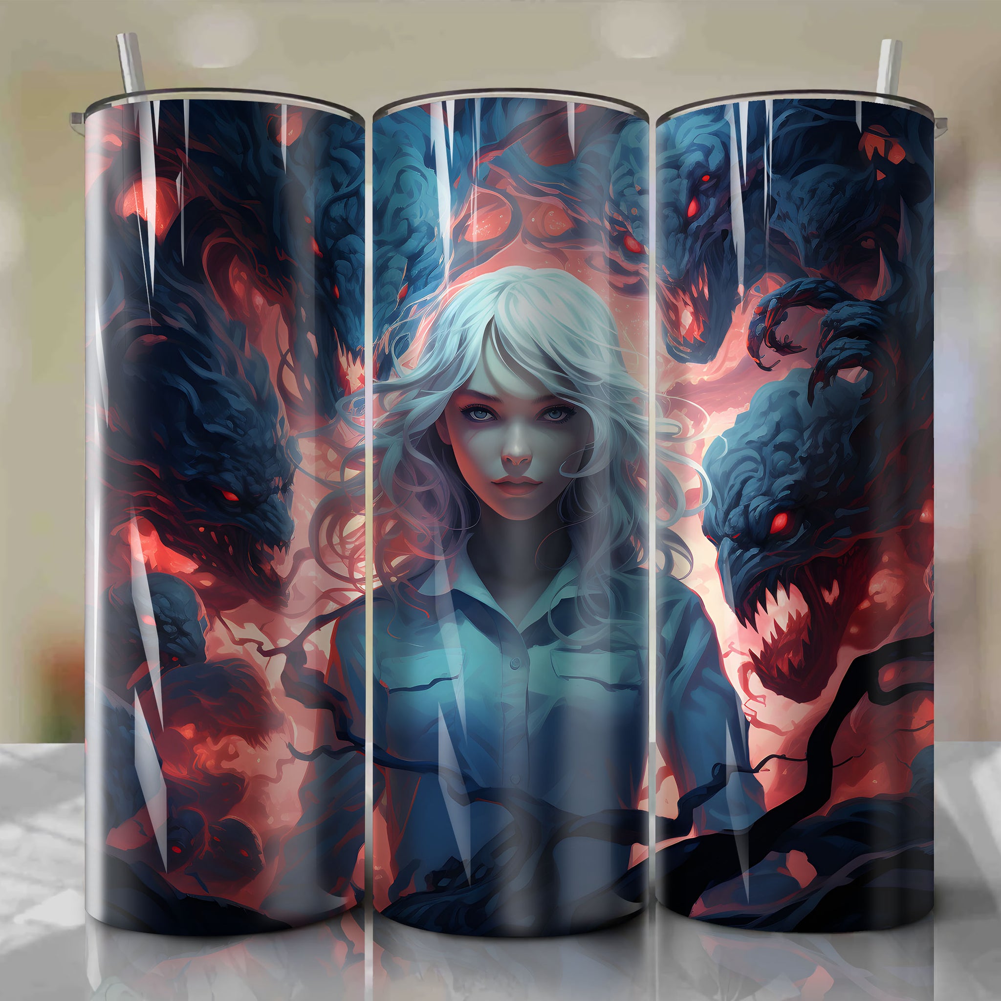 Charlotte Nao Tomori 3D Tumbler Wrap | Invisible Ability | Supernatural Illustration