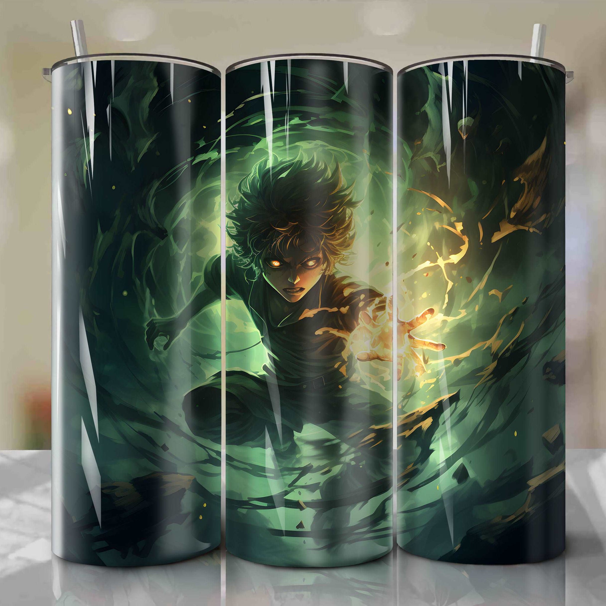 Black Clover Tumbler Wrap - Yuno's Spirit Dive Form with Magical 3D Illustration